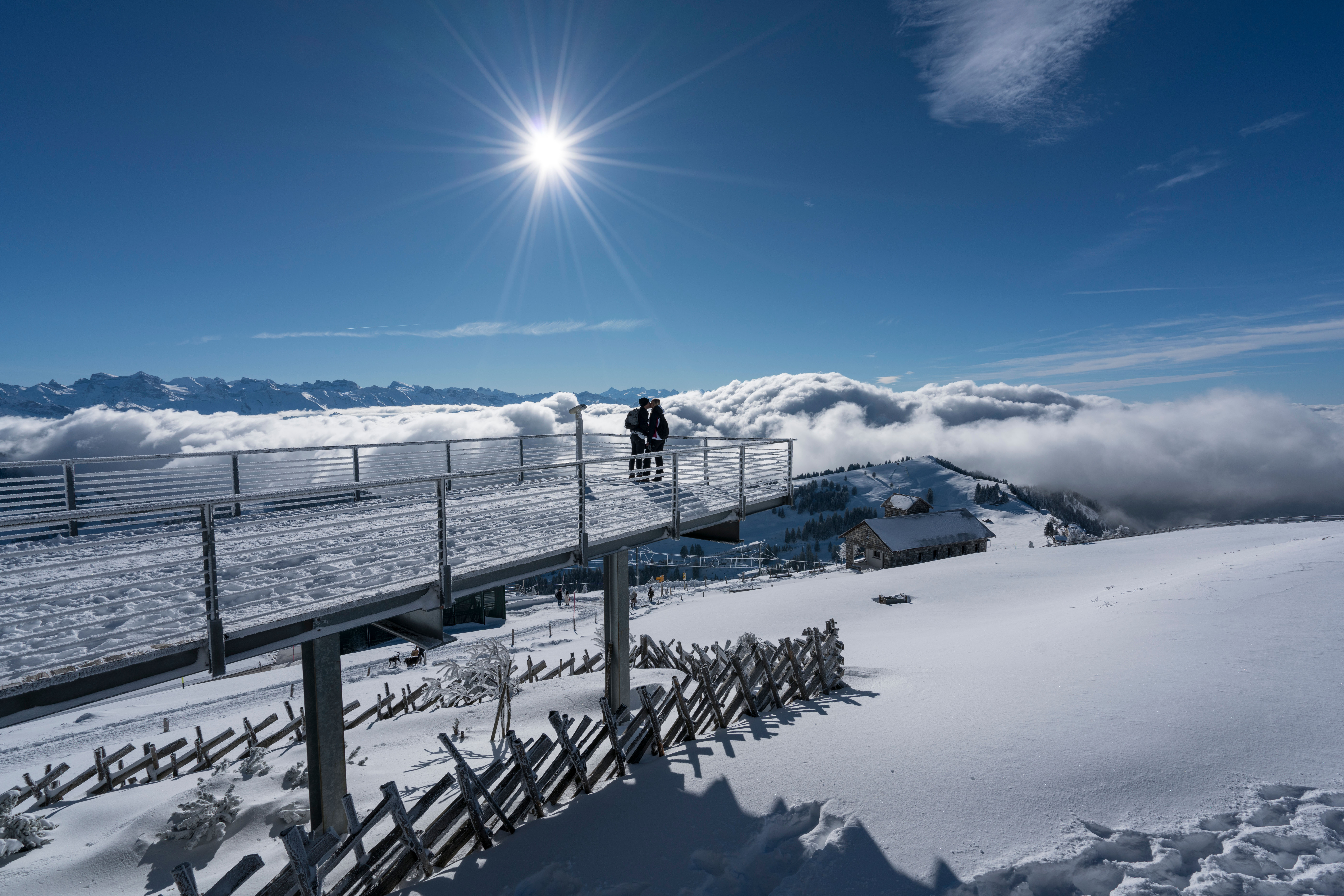 Winter day on the Rigi with our round trip_ticket by boat and train up to the RIgi. 