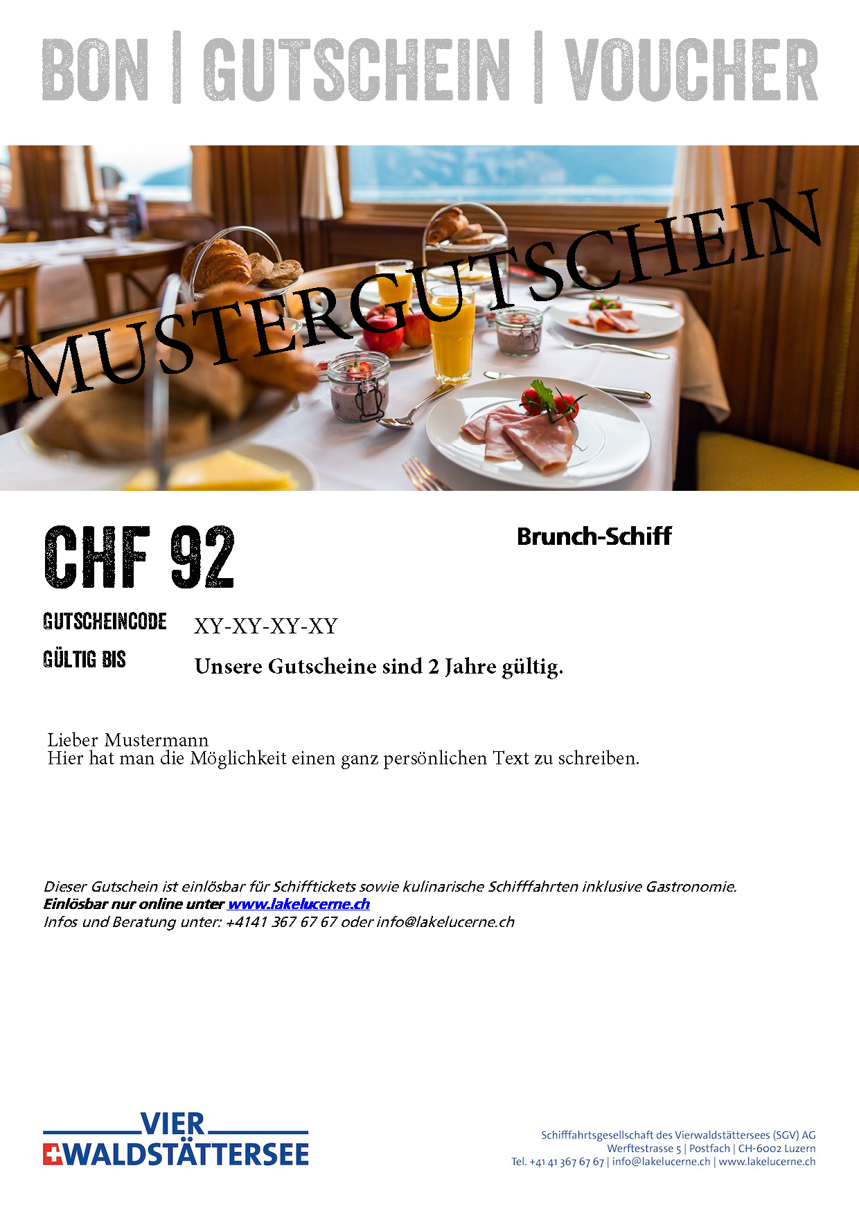 Sample voucher for the Lake Lucerne Navigation Company. Preview