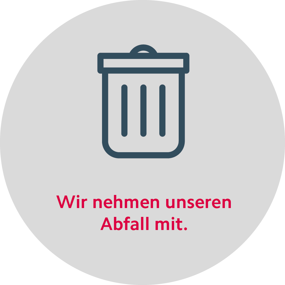 Respektvolles Verhalten im Alpgebiet Sommer Regel Abfall mitnehmen