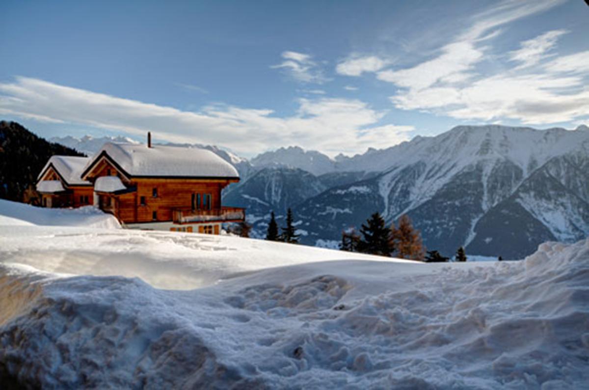 Alpenglück 32 - Ausblick von der Terrasse im Winter
