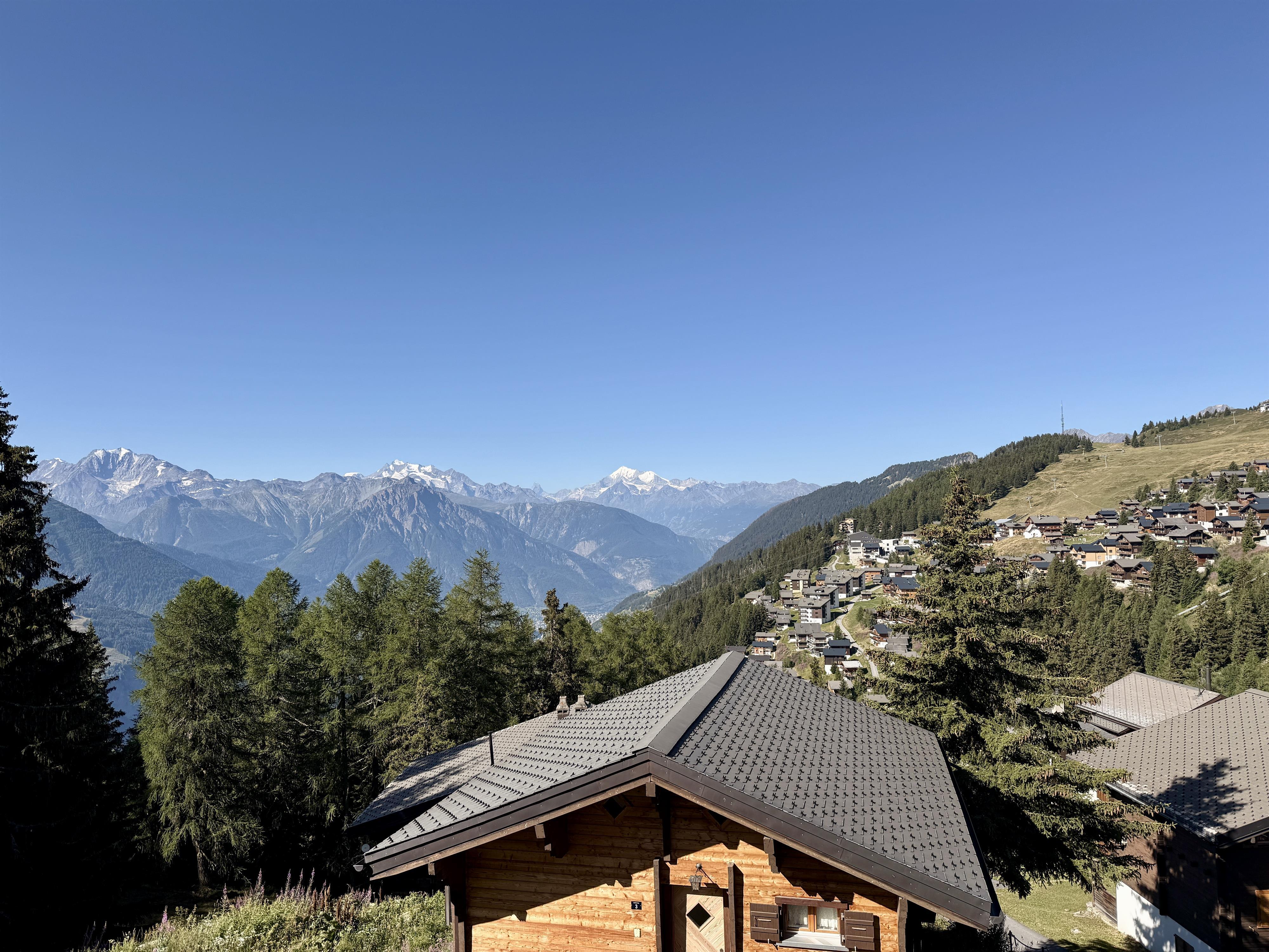 Olympia 1. OG West - Aussicht Chalet Olympia Bettmeralp Sommer