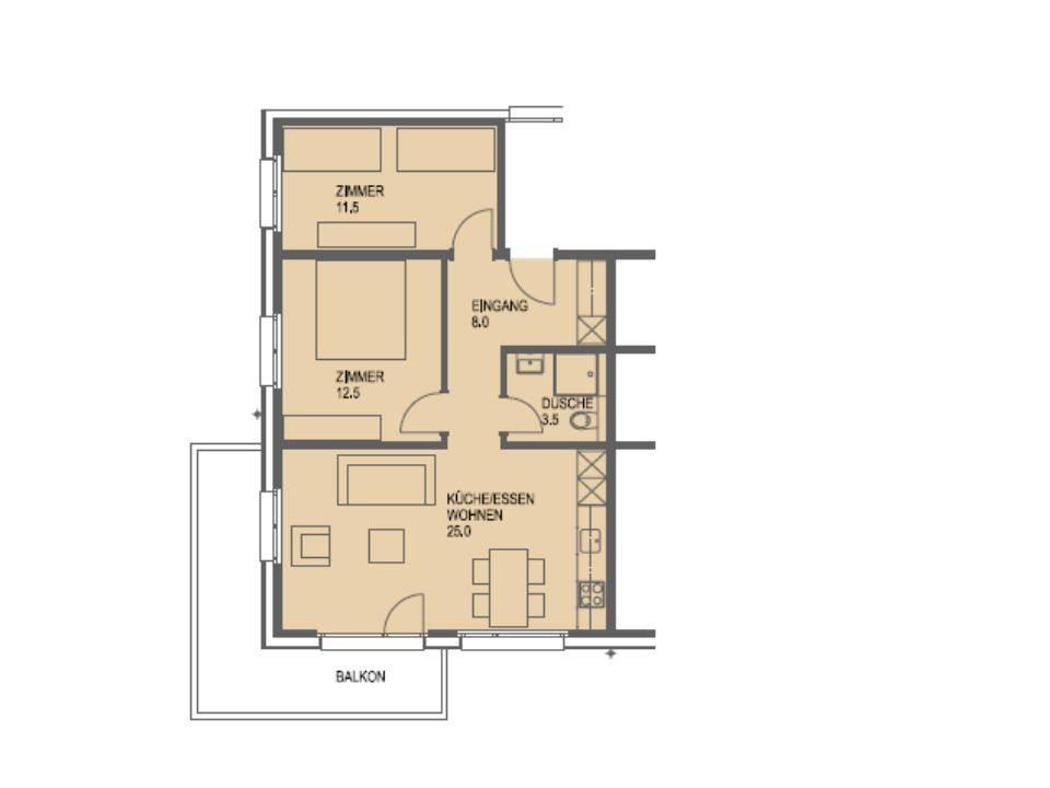 La Cordée 3 1/2 Zimmerwohnung - Grundriss Wohnung