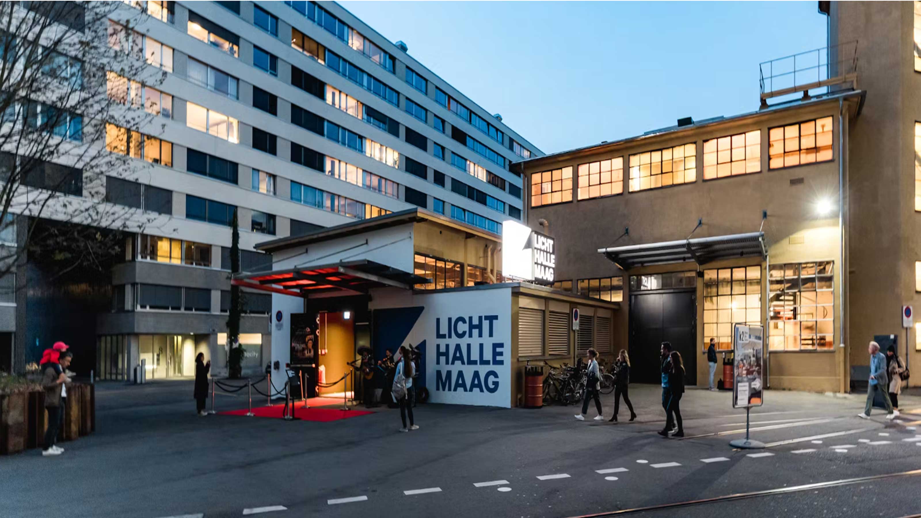 Exterior view of the Maag Halle in Zurich.