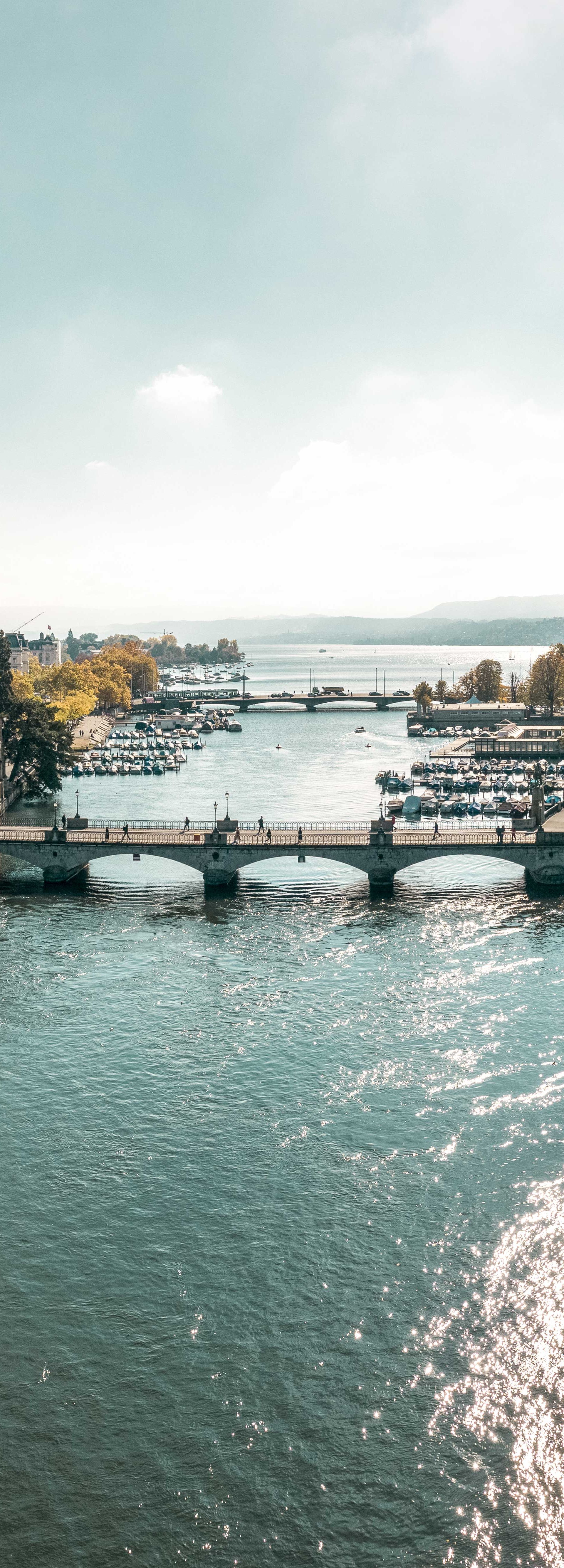 Ein Bild von Zürich, Schweiz, das die Kathedrale der Stadt und den Fluss zeigt, der die städtische Landschaft bereichert.
