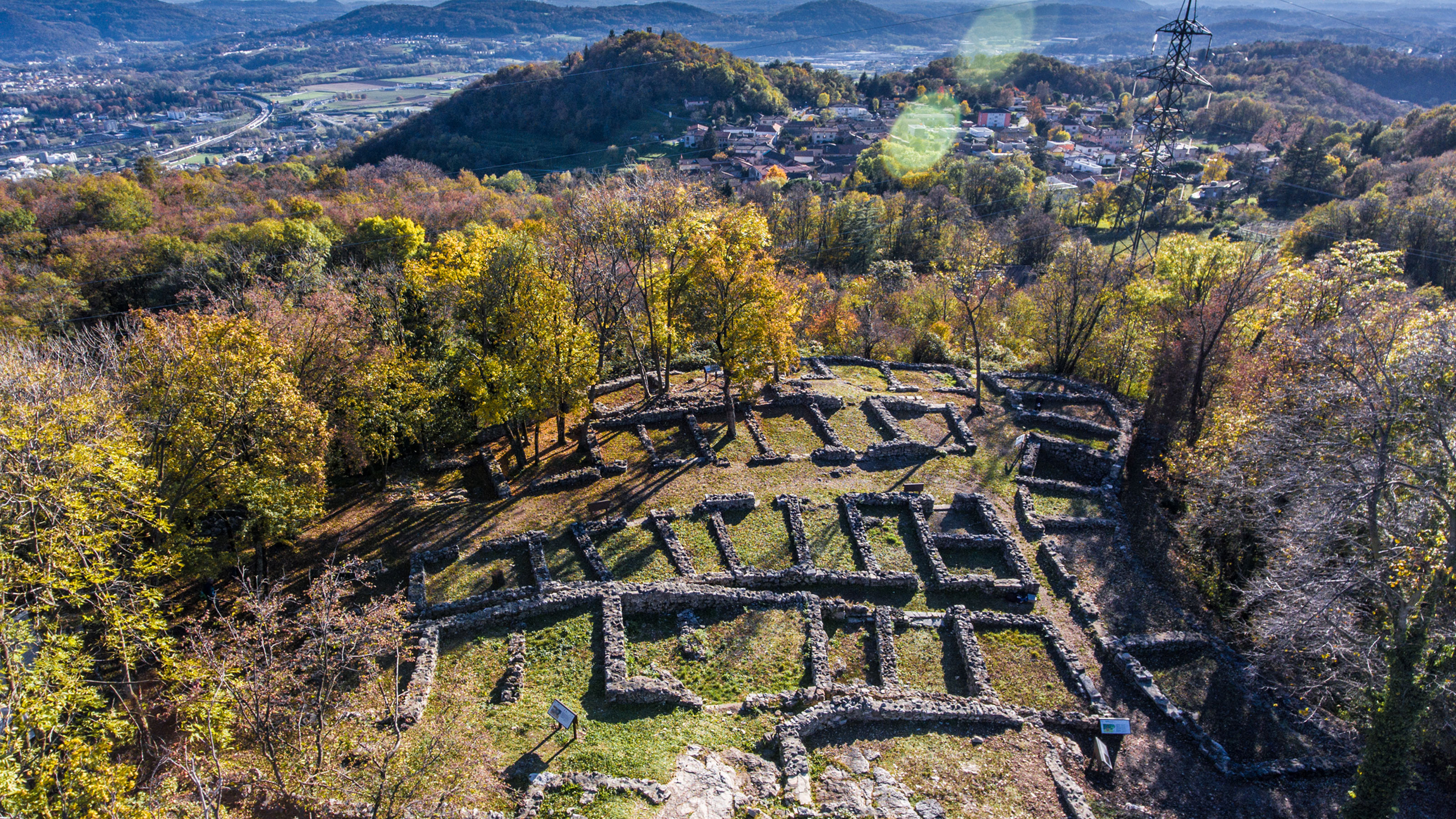 The archaeological site of Tremona in Switzerland shows the ruins of a medieval village in the middle of the Ticino countryside.