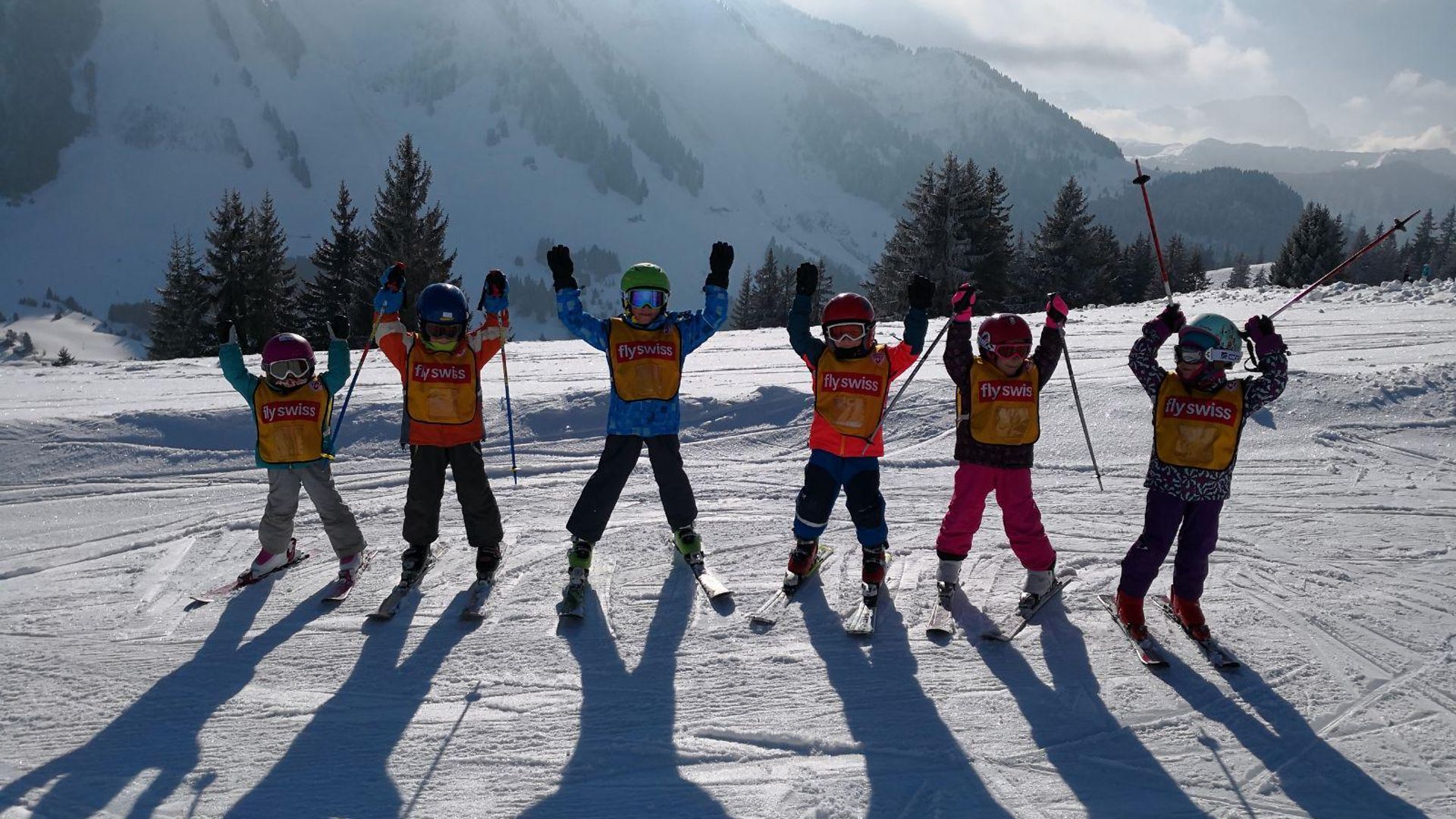 Les Mosses - Children on a course with the Swiss Ski School - Winter