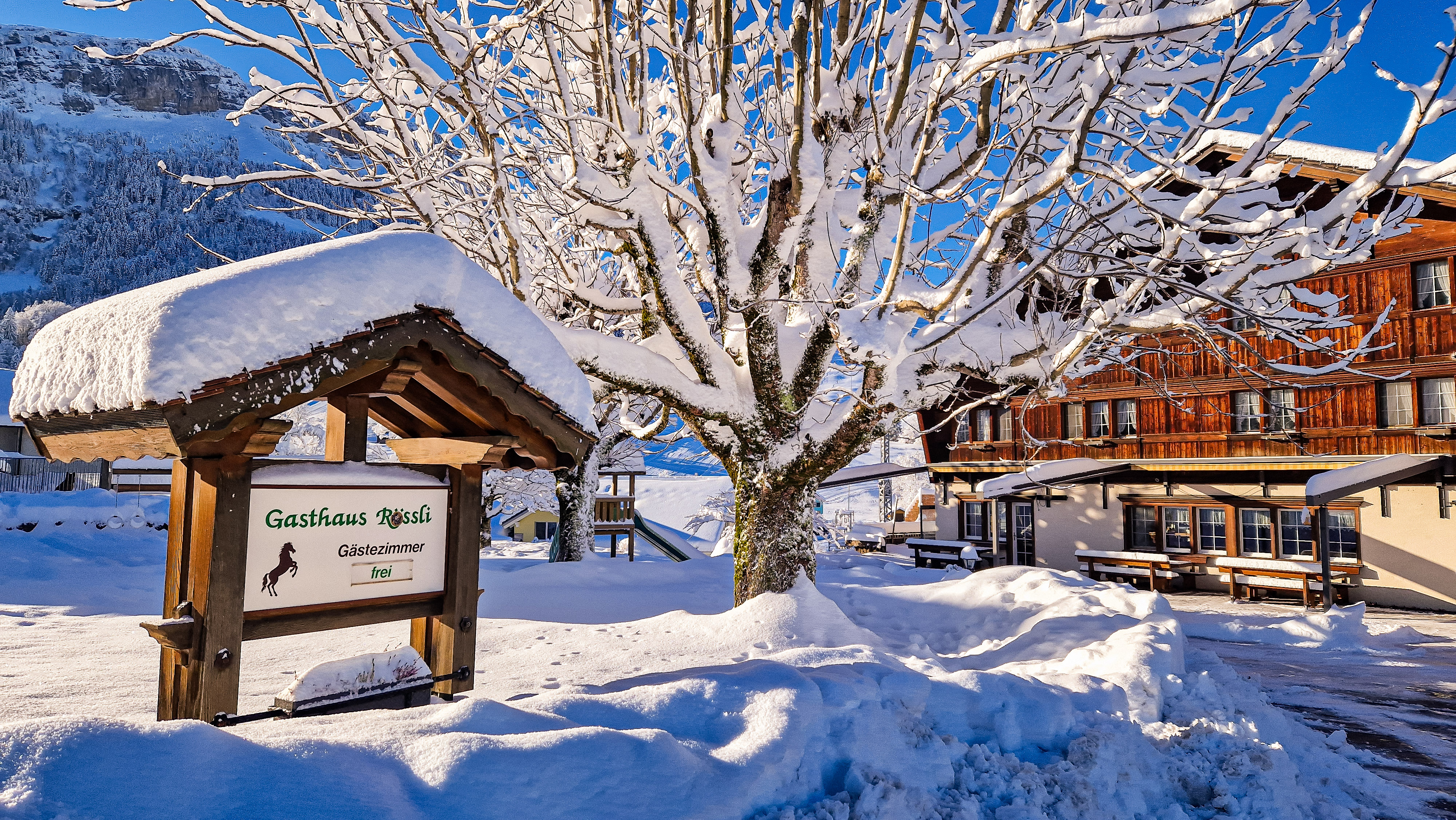 tomas-Gasthaus Rössli Brülisau - Gasthaus Rössli Brülisau Aussenansicht Winter