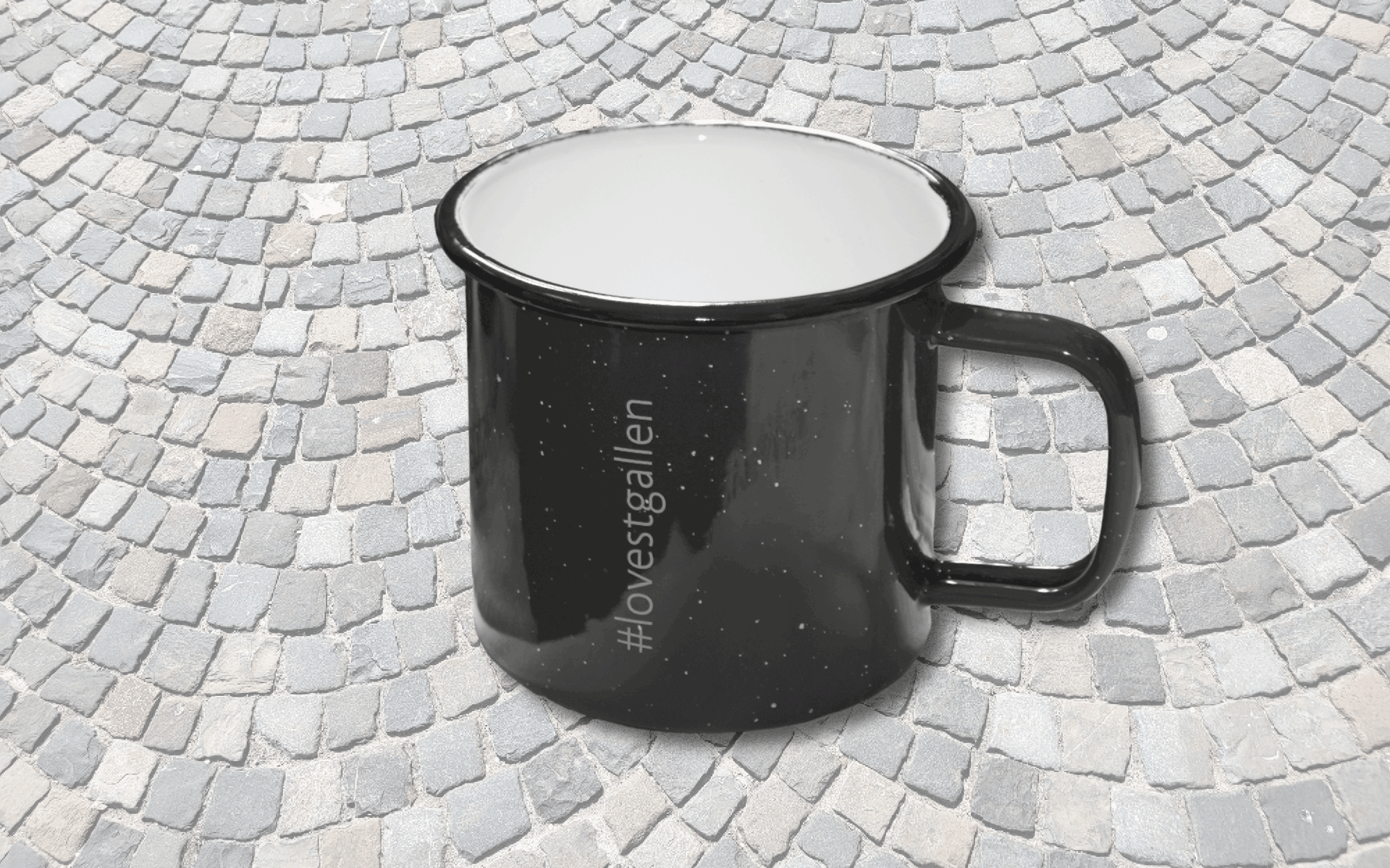 #lovestgallen: Tasse schwarz gesprenkelt_201959914d7bc991719b3af7cec7d3be