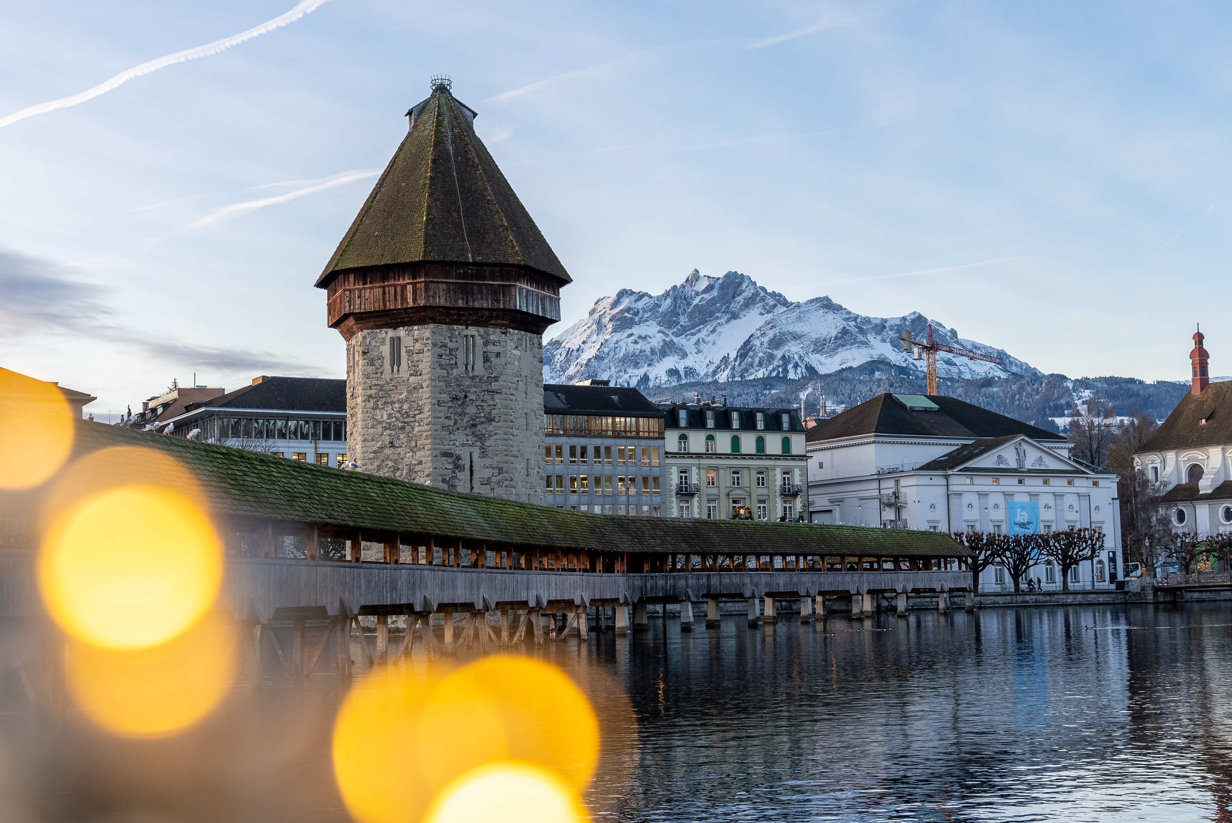 Le pont de la Chapelle à Lucerne en hiver