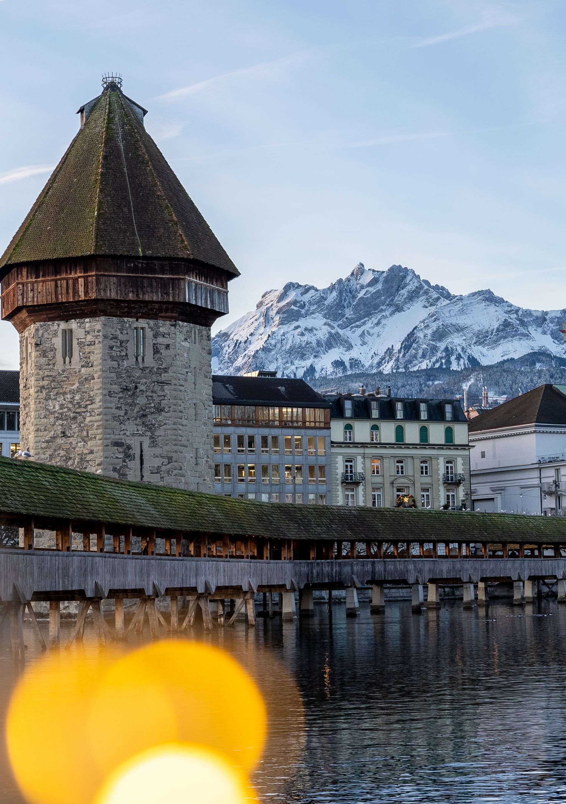 Le pont de la Chapelle à Lucerne en hiver