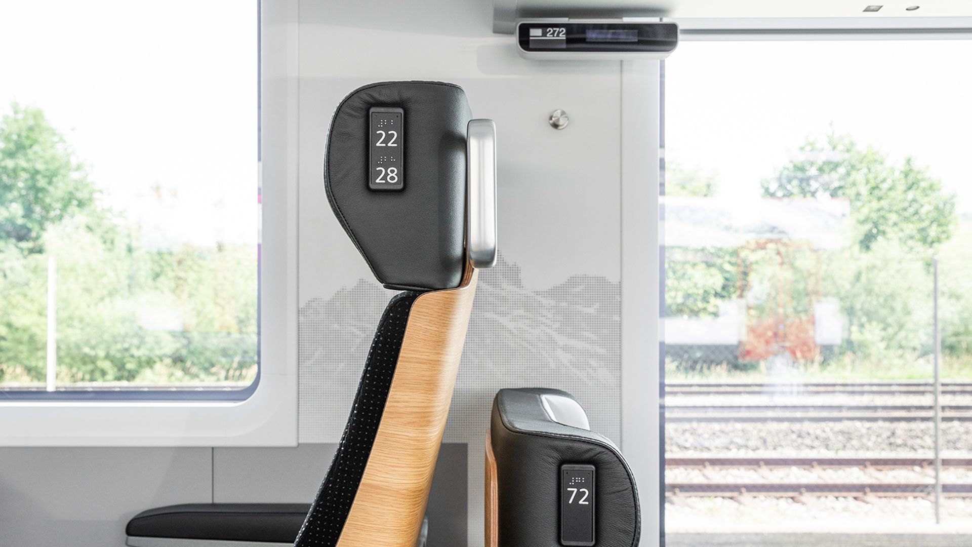 1. Klasse Sitzplatz im Voralpen-Express, Blindenschrift