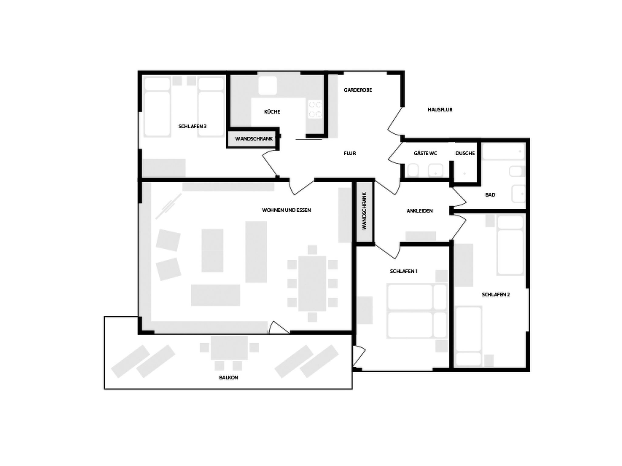 interhome-Haus Mattern - Schafrügg Appartement/Fewo, Dusche und Bad, WC, 6-Bettwohnung