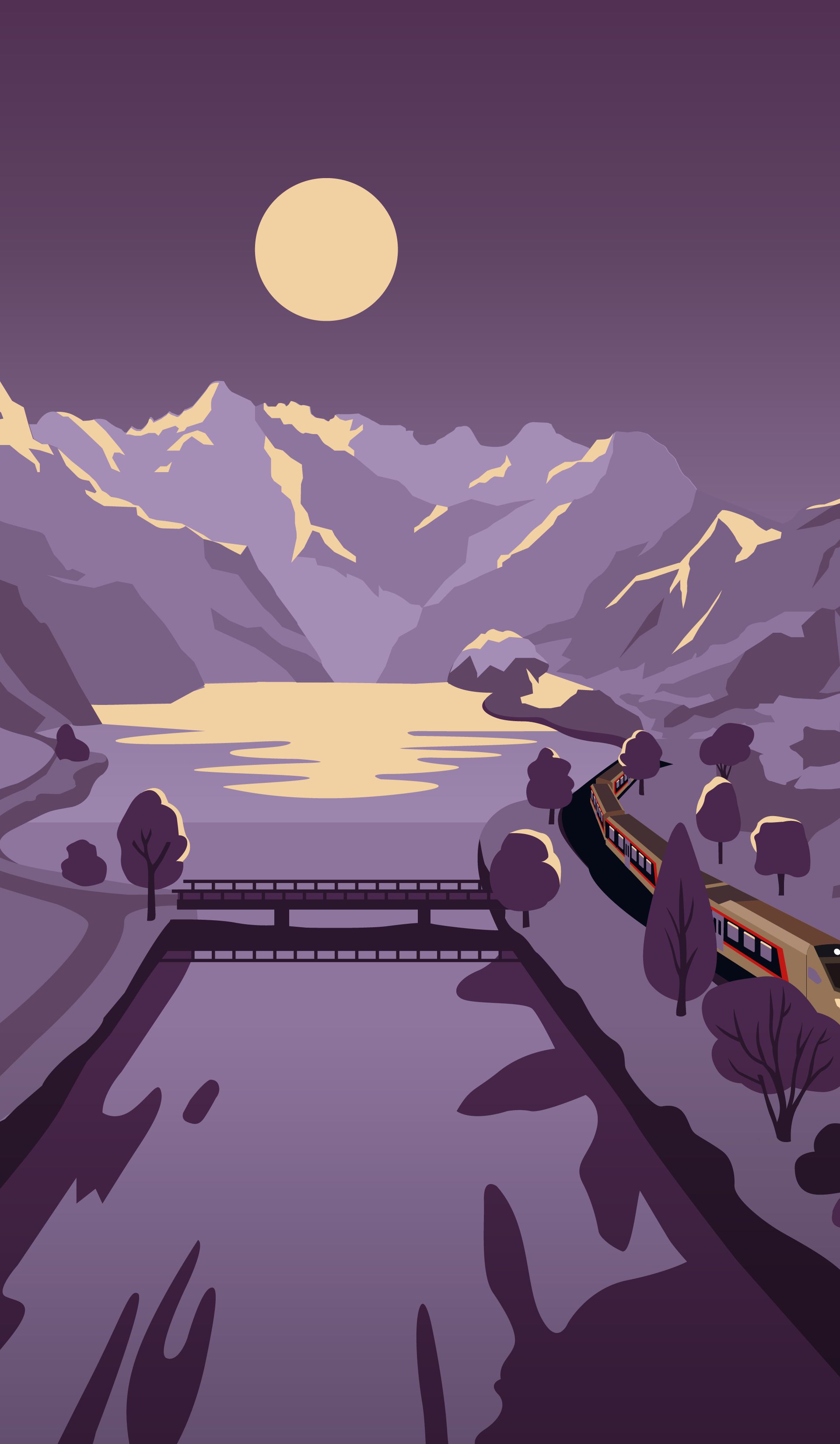 Illustration of an SOB Traverso train traveling along the Linth Canal