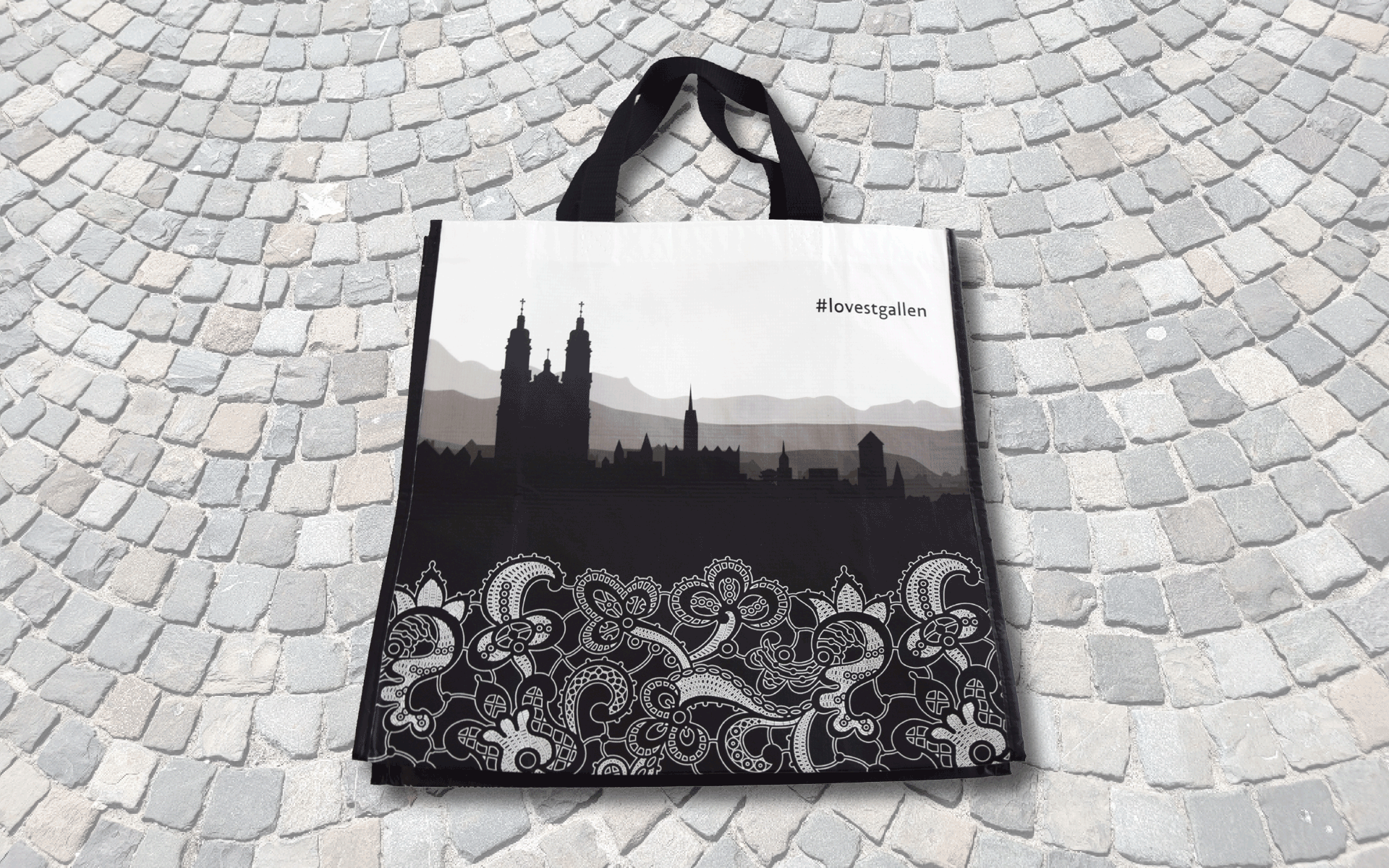 #lovestgallen: Einkaufstasche mit Silhouette von der Kathedrale_99fce465a4392b457178fb8b87c43541