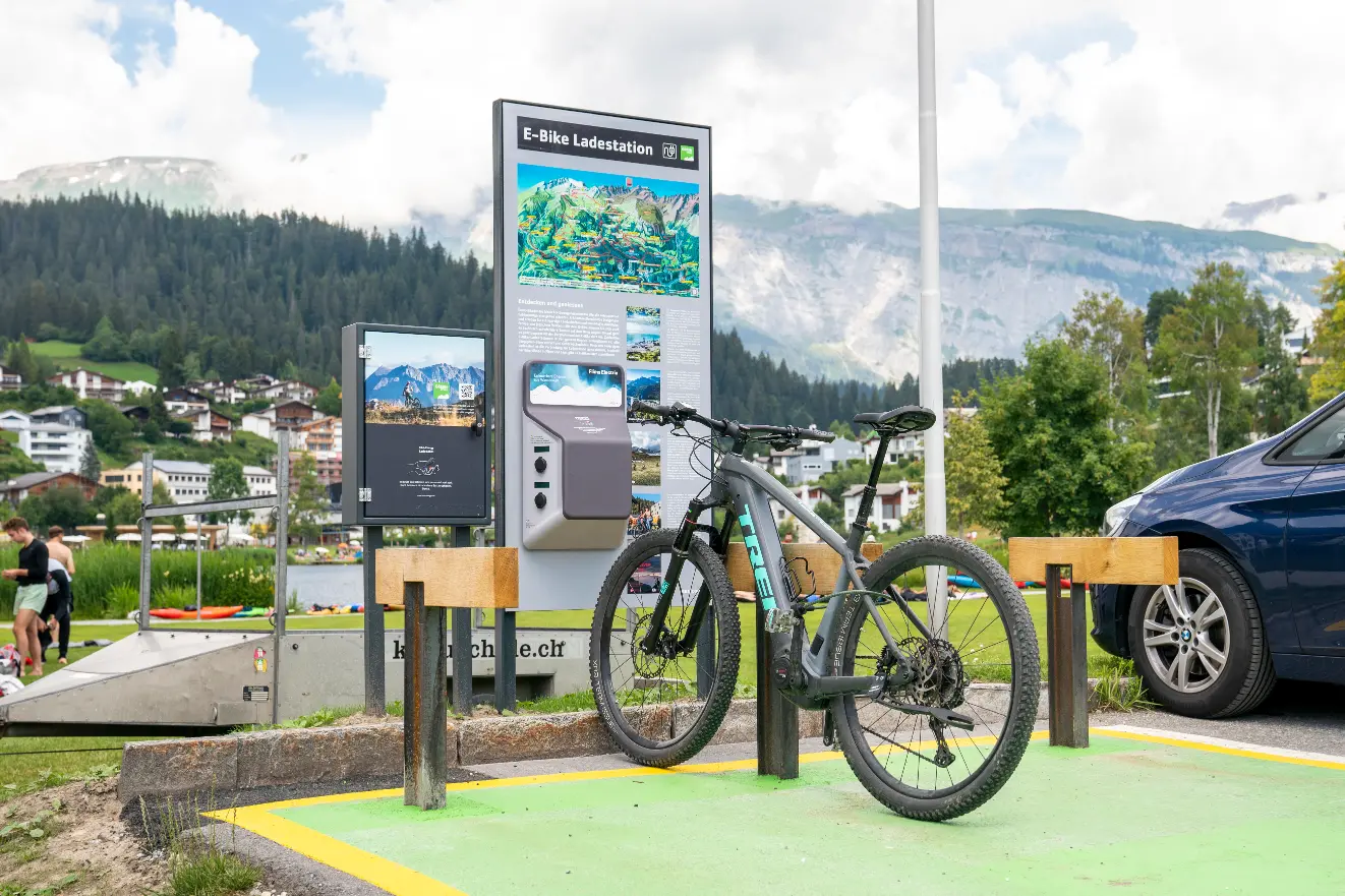 E-bike charging station lake Laax parking space