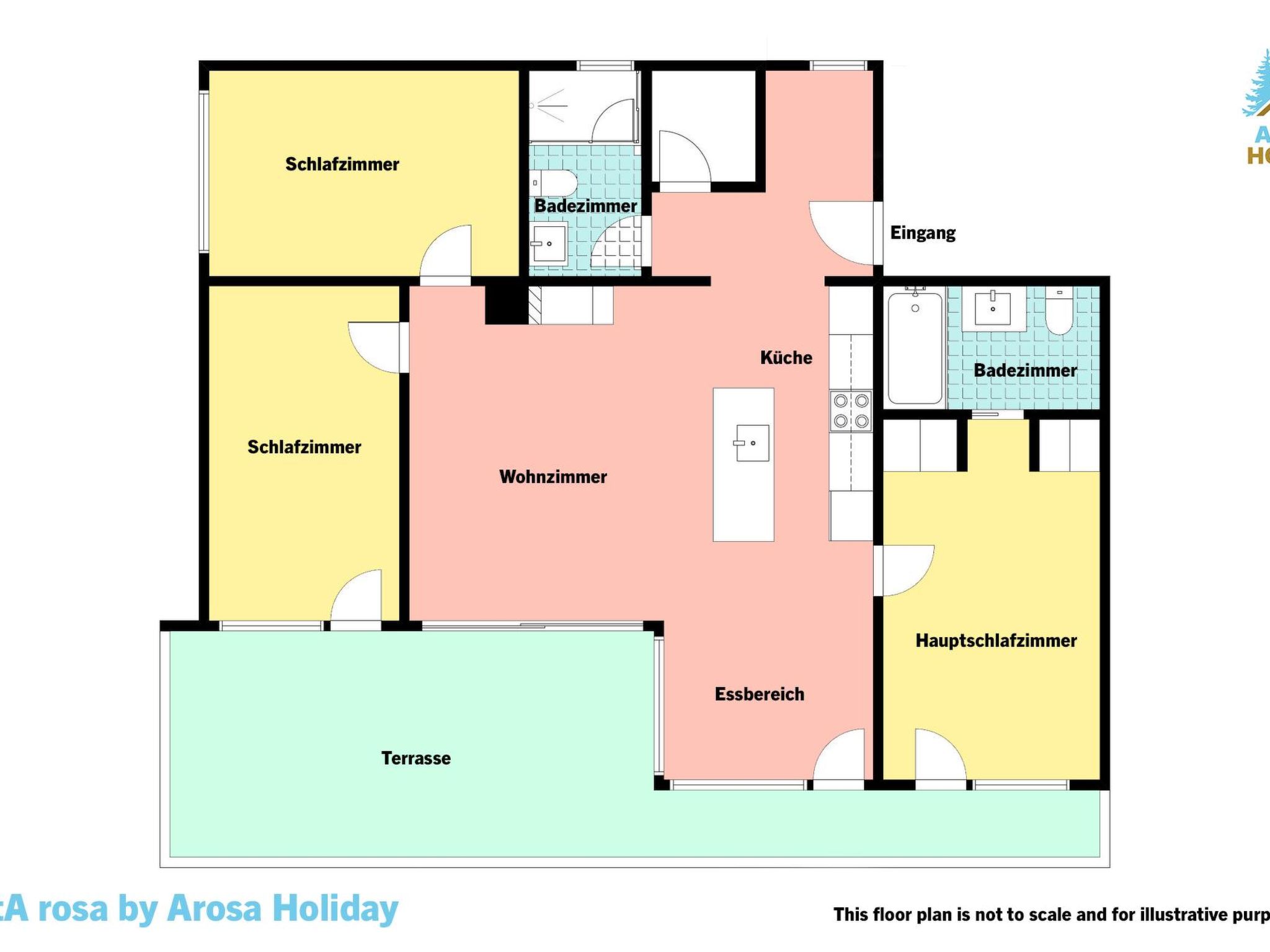 interhome-PlantA rosa by Arosa Holiday Appartement/Fewo, Dusche oder Bad, WC, 6-Bettwohnun