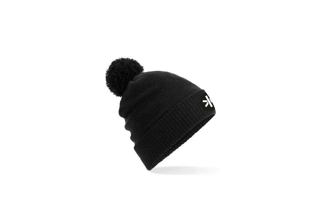 Produktbild schwarze Strickmütze mit Pommel
