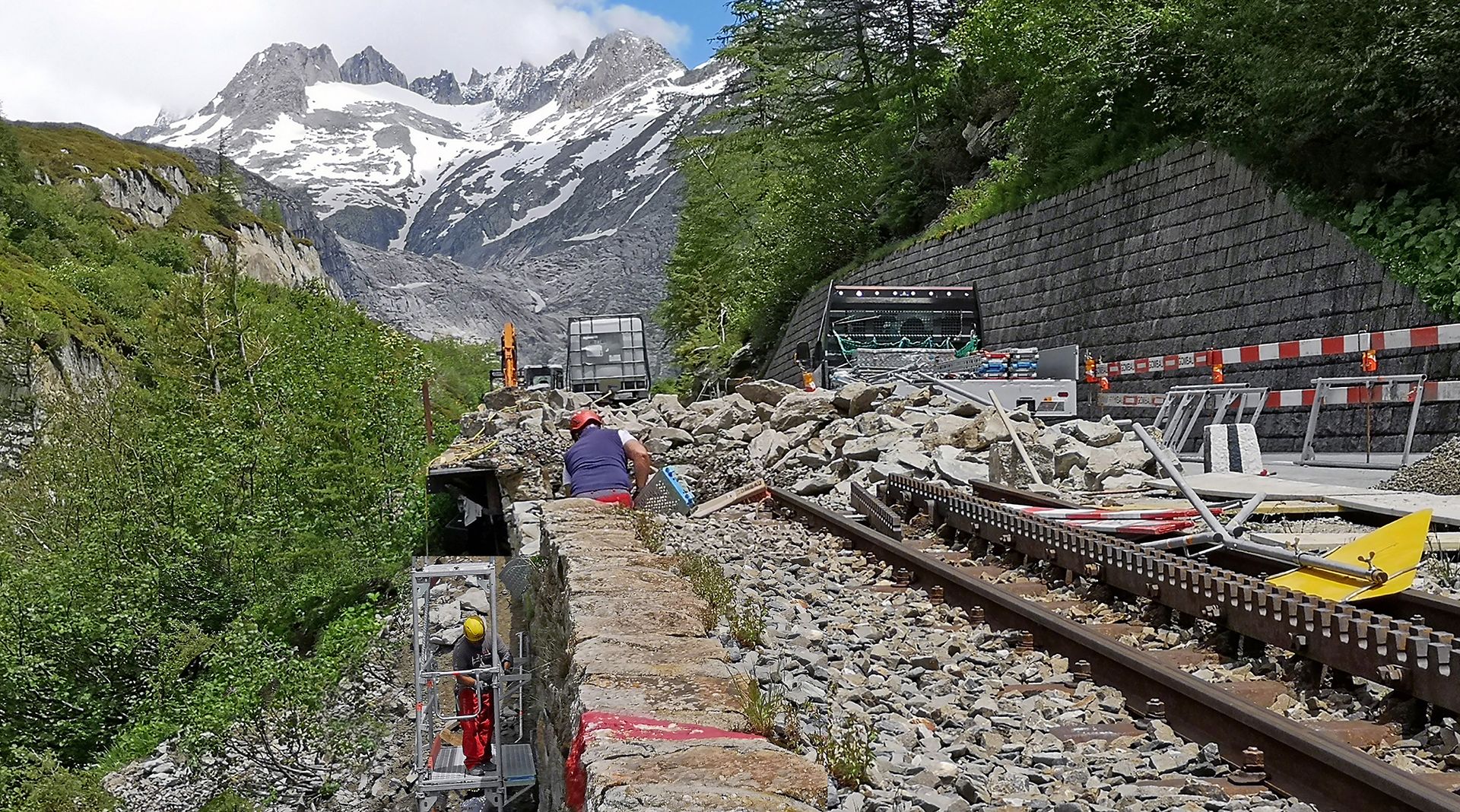 DFB Baustelle vor Gletsch