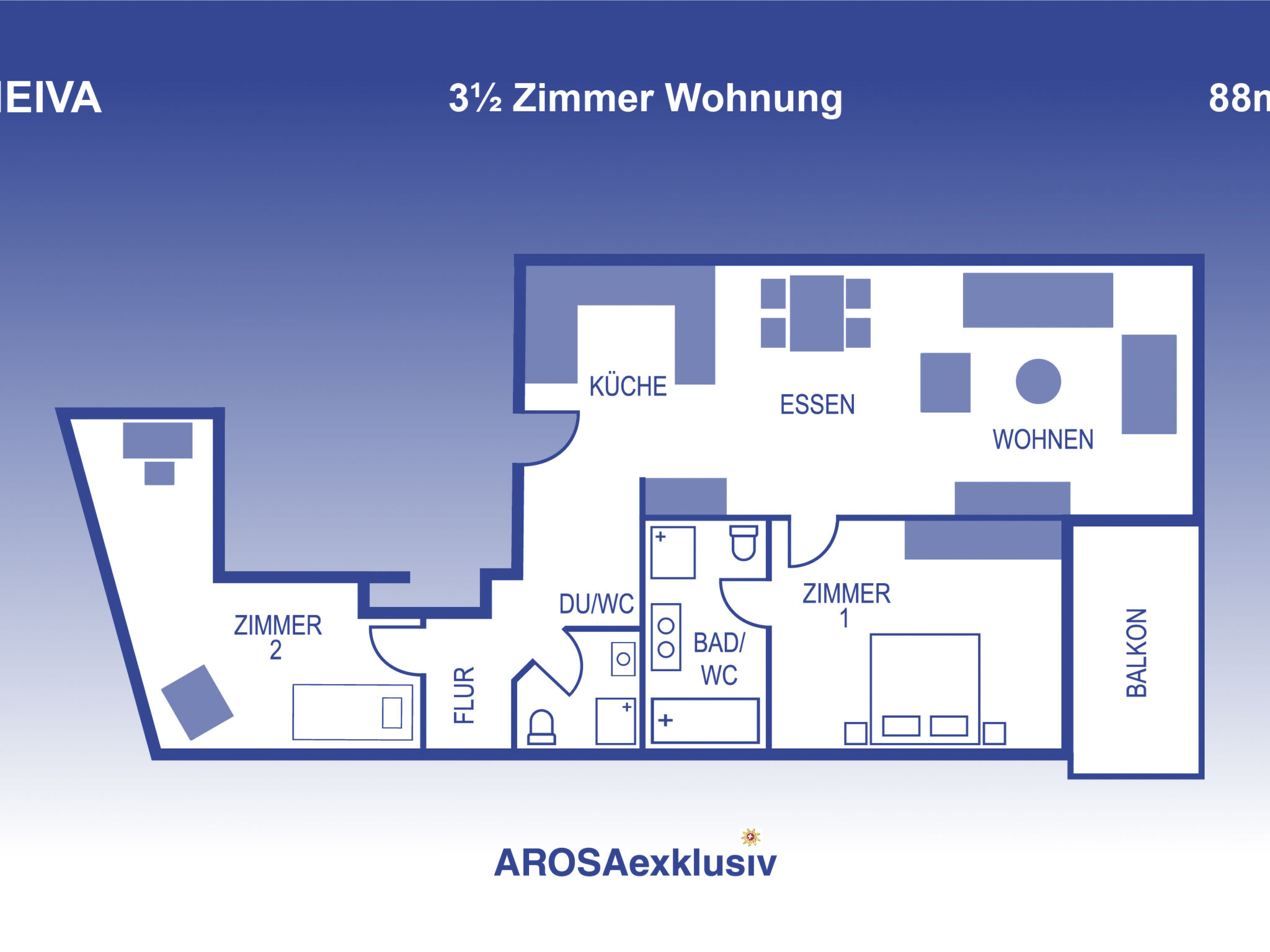 interhome-Neiva 3-Zimmer Ferienwohnung mit Südbalkon, 88 m2