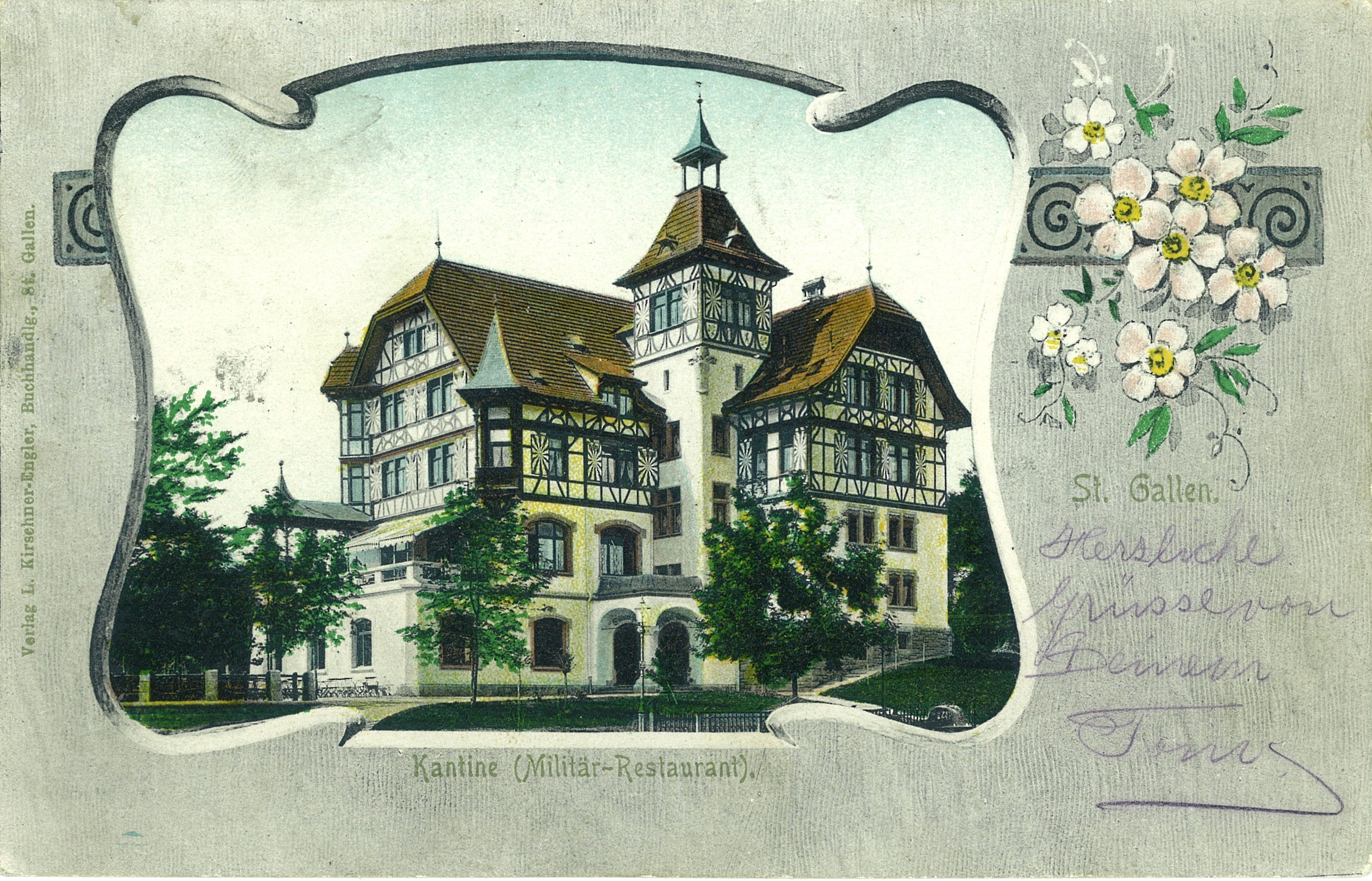 tomas-Hotel Militärkantine - Jugendstil-Postkarte der Militärkantine