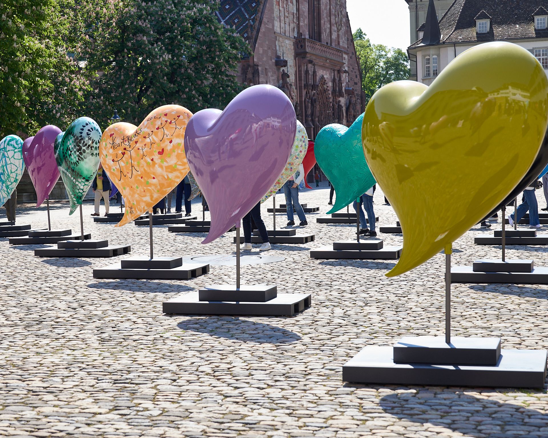 The Heartbeats hearts are located at the fish market square in Rapperswil