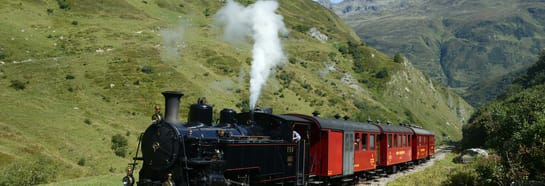 mys-Dampfbahn Furka-Bergstrecke, Realp: 20 % Rabatt auf eine Fahrt mit dem Dampfzug-Furka Dampfbahn