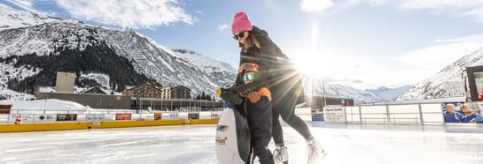 Eislaufen Andermatt Familie