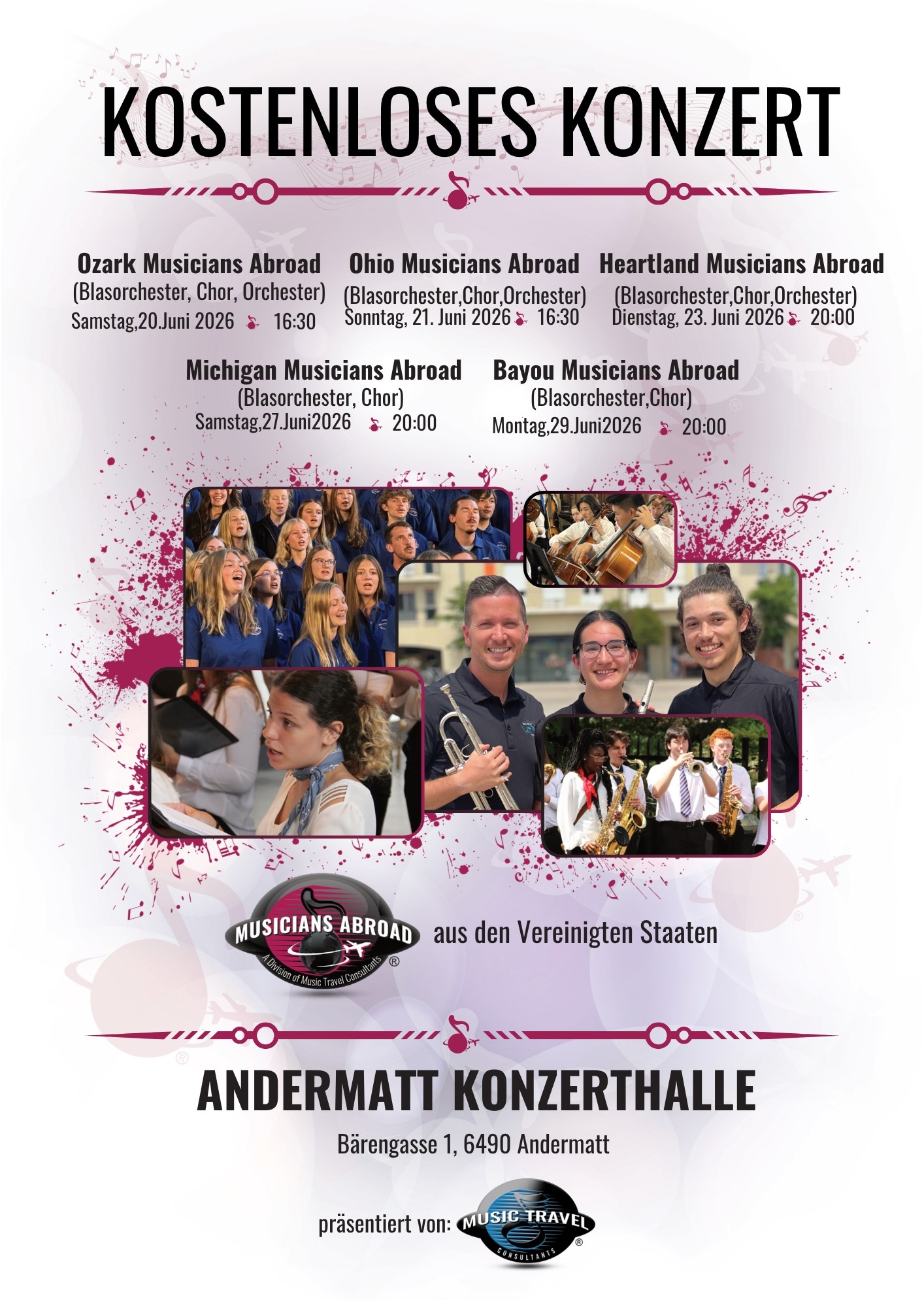 Free Concert Series for Your Guests - Andermatt Konzerthalle