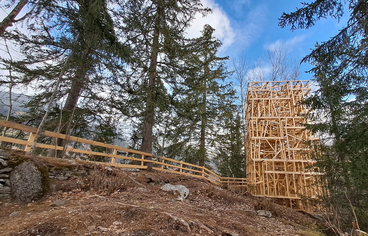 Hängebrücke - Holzinstallation Caschlatsch, Rundwanderung