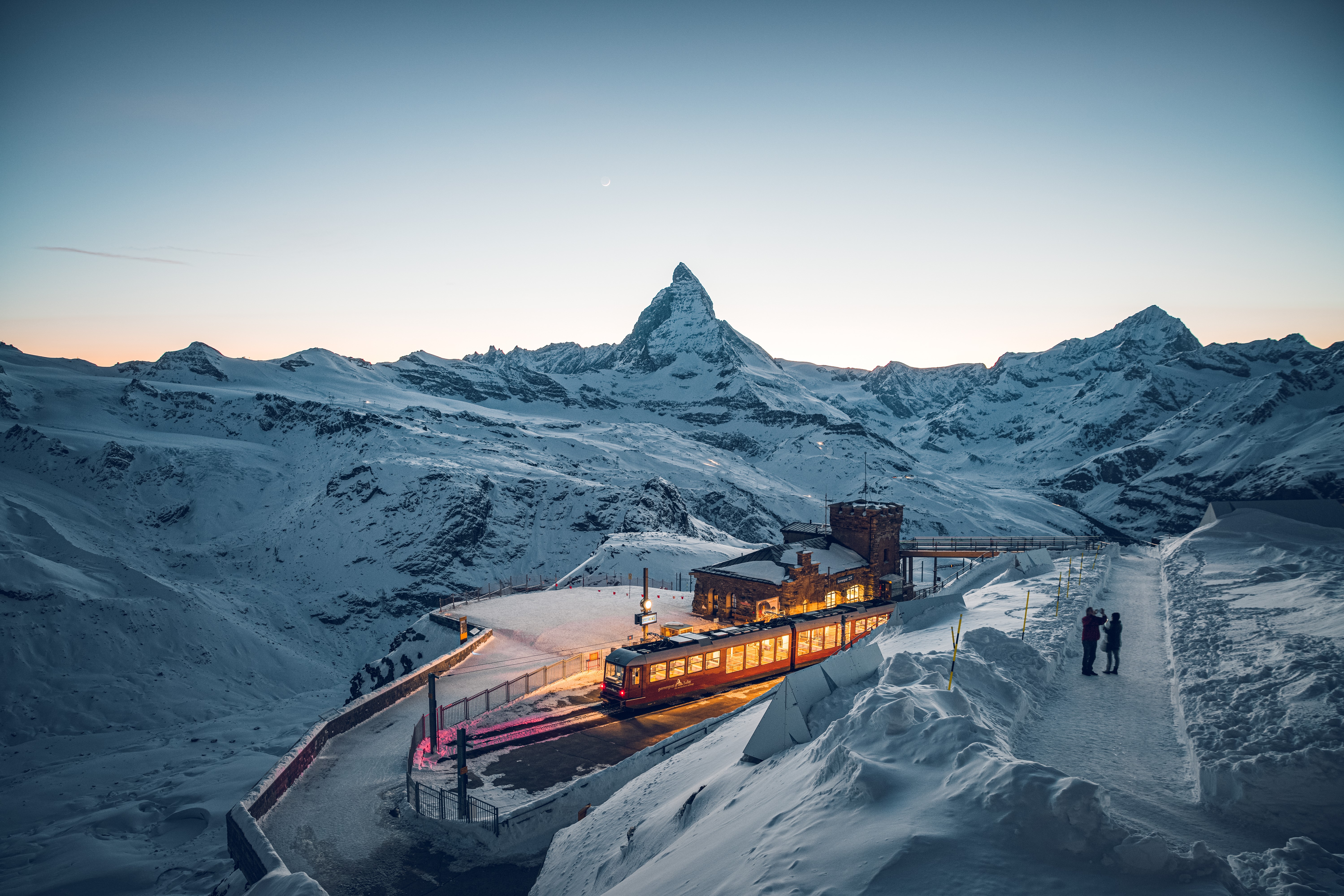 Station Gornergrat Bahn Gornergrat Abend