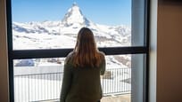 View from the "Zooom the Matterhorn" adventure world on the Gornergrat, view of the Matterhorn 
