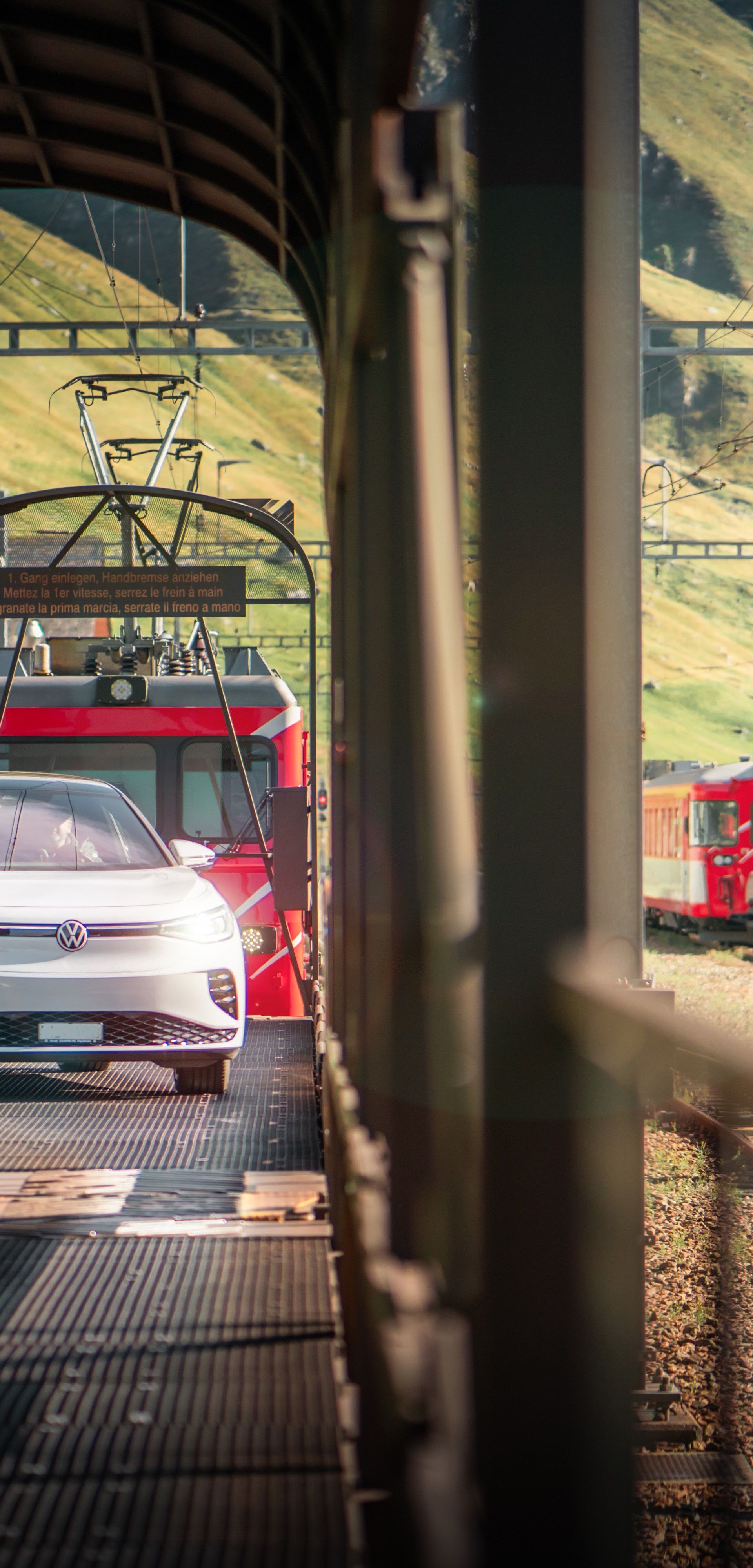Furka car transport in Realp in spring