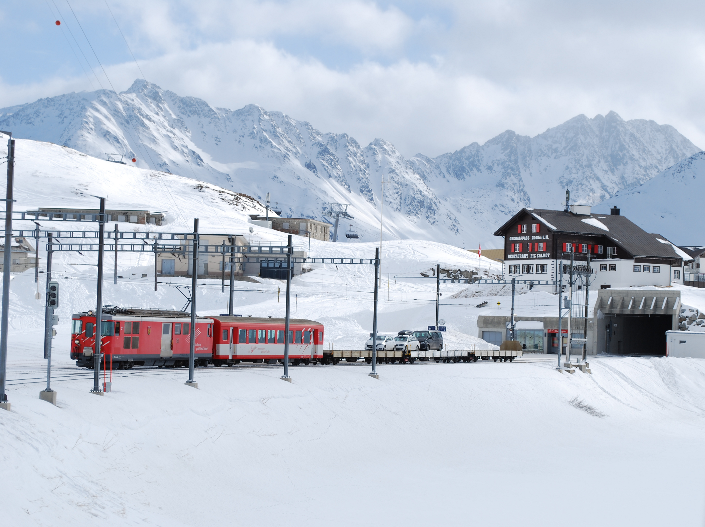 Autoverlad Oberalppass Winter