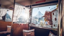 NostalChic Class car inside, village Zermatt, overlooking the Matterhorn, Gornergrat Railway