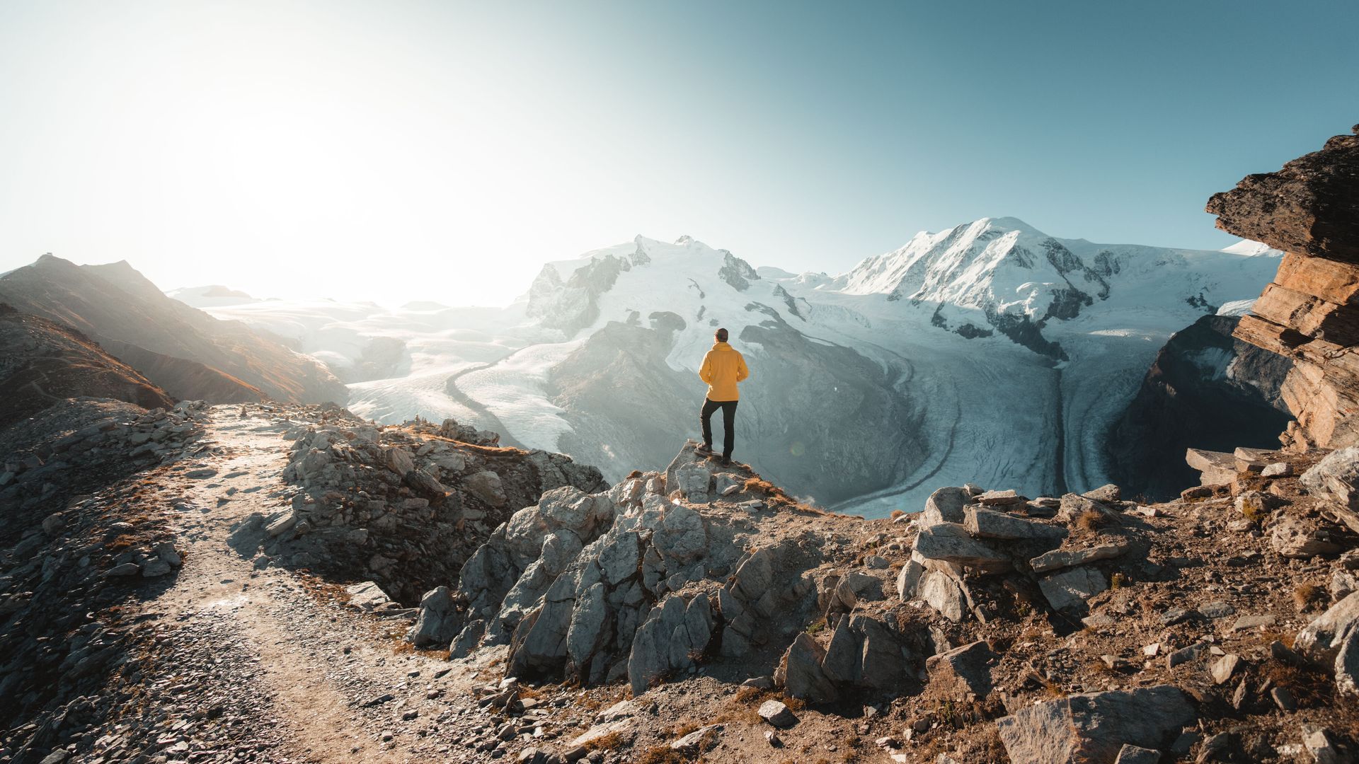 Aussicht auf dem Gornergrat mit Sicht auf Gornergletscher