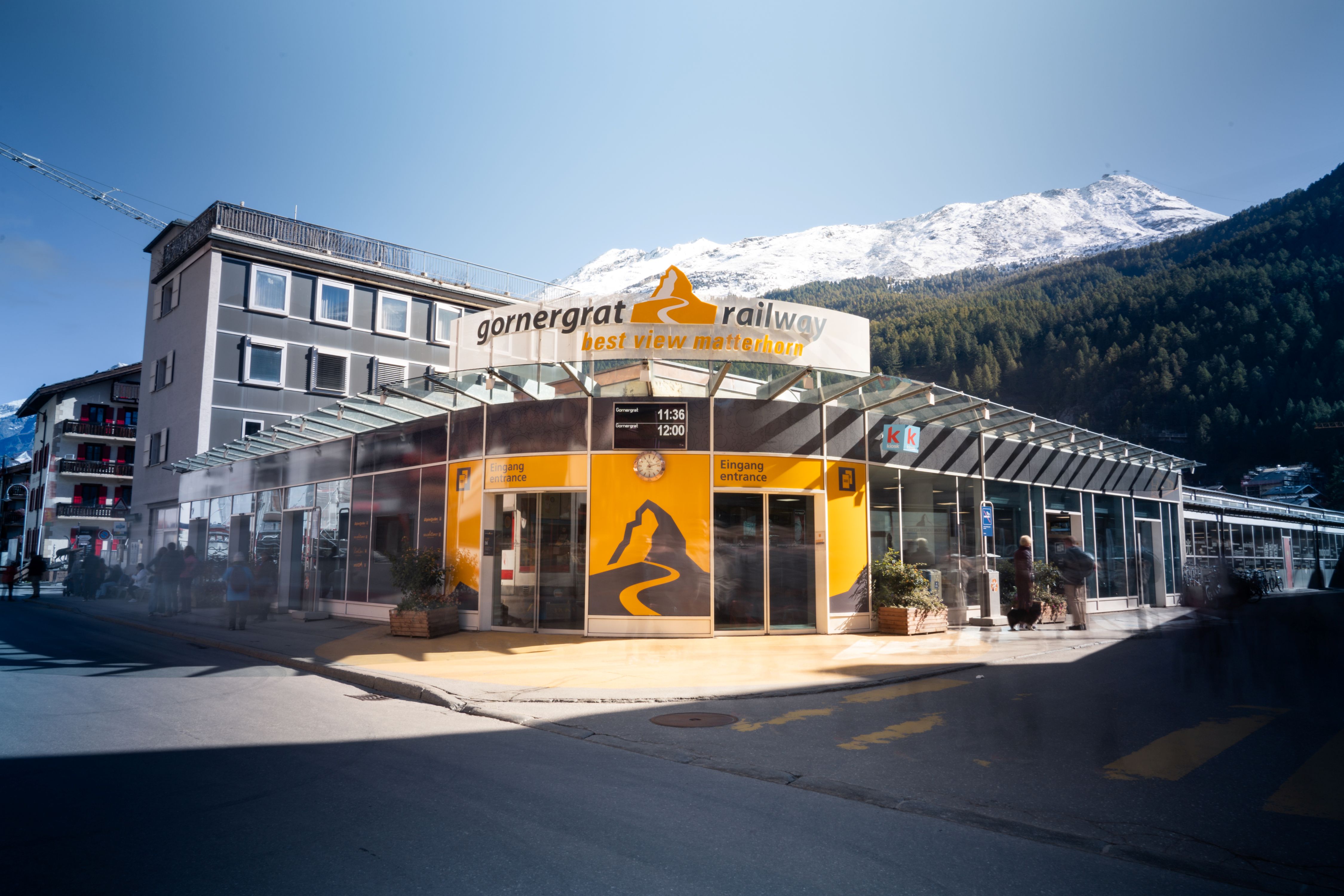 Gornergrat Bahn valley station, Zermatt, in summer