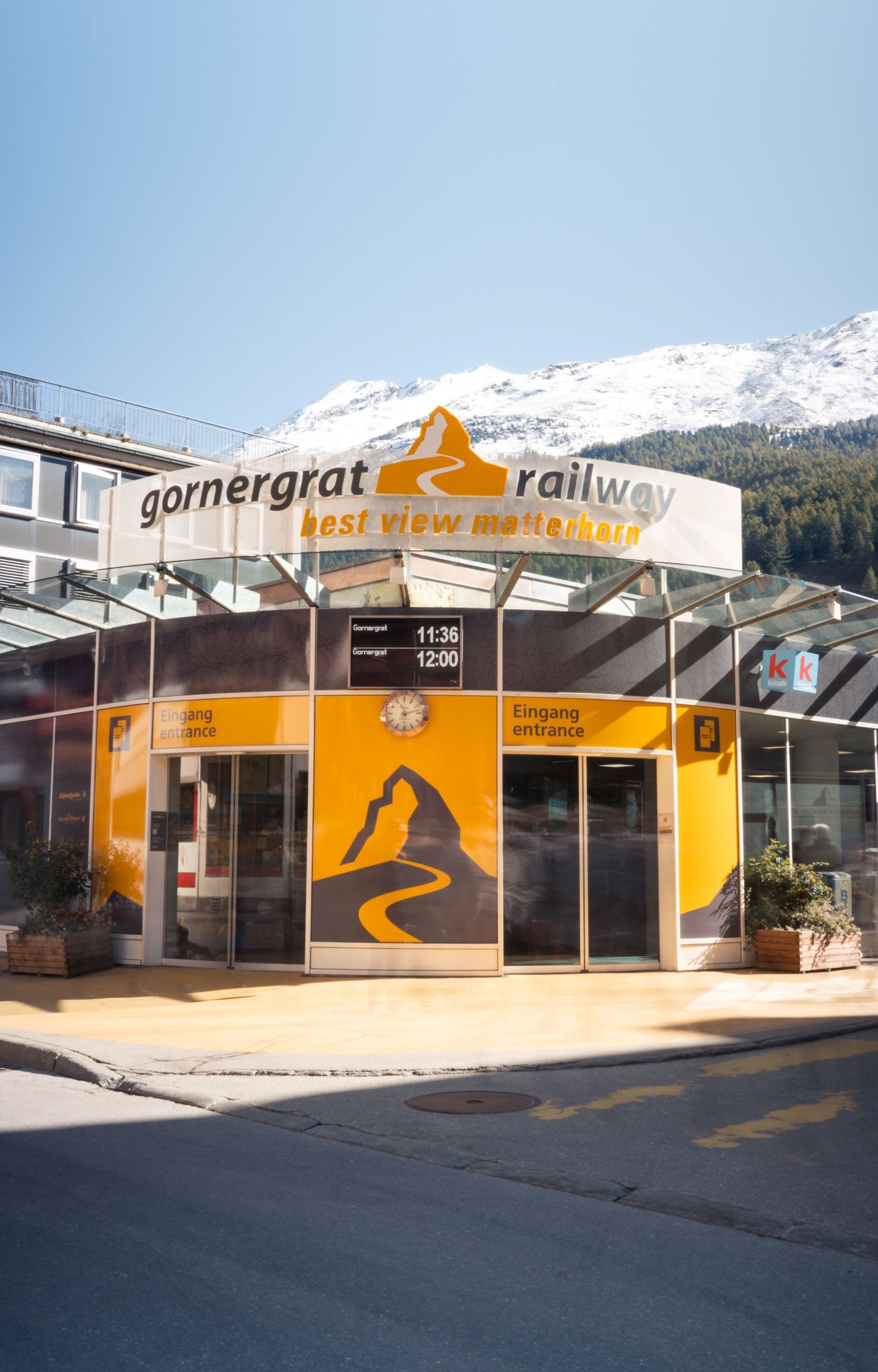Gornergrat Bahn valley station, Zermatt, in summer