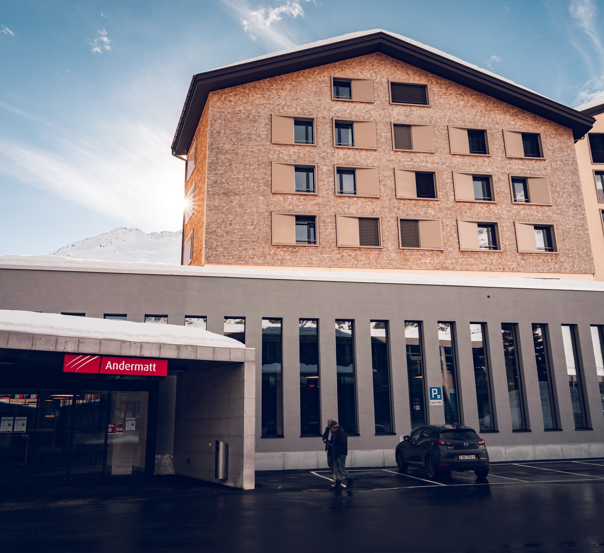 Bahnhof Andermatt der Matterhorn Gotthard Bahn im Winter