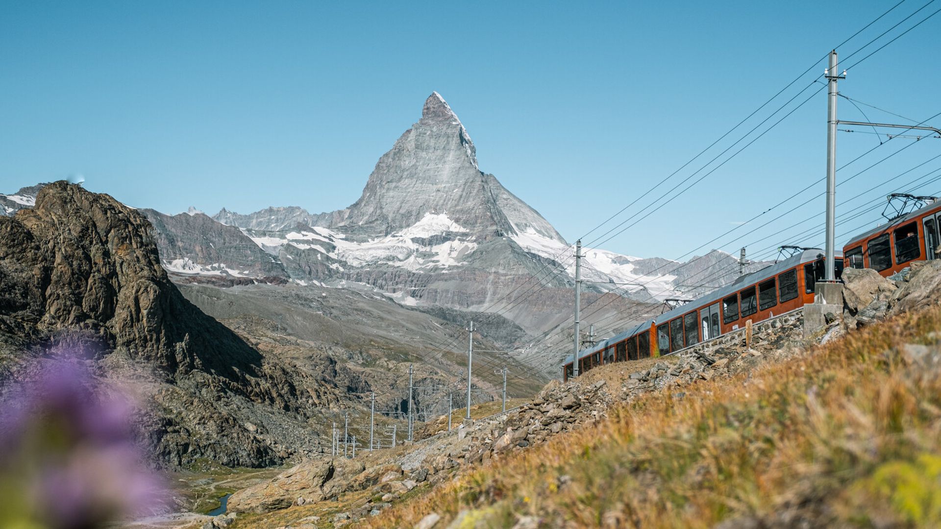 Gornergrat Bahn near Riffelsee Lake in summer