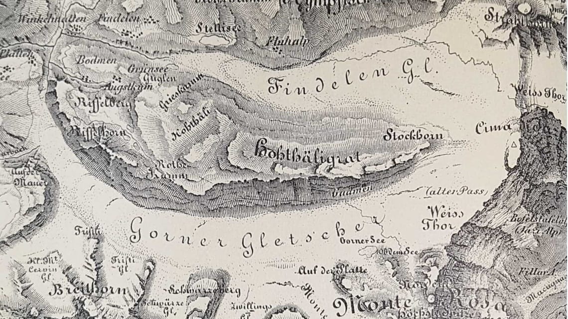 Gornergletscher 1900 Jahrhundert Karte