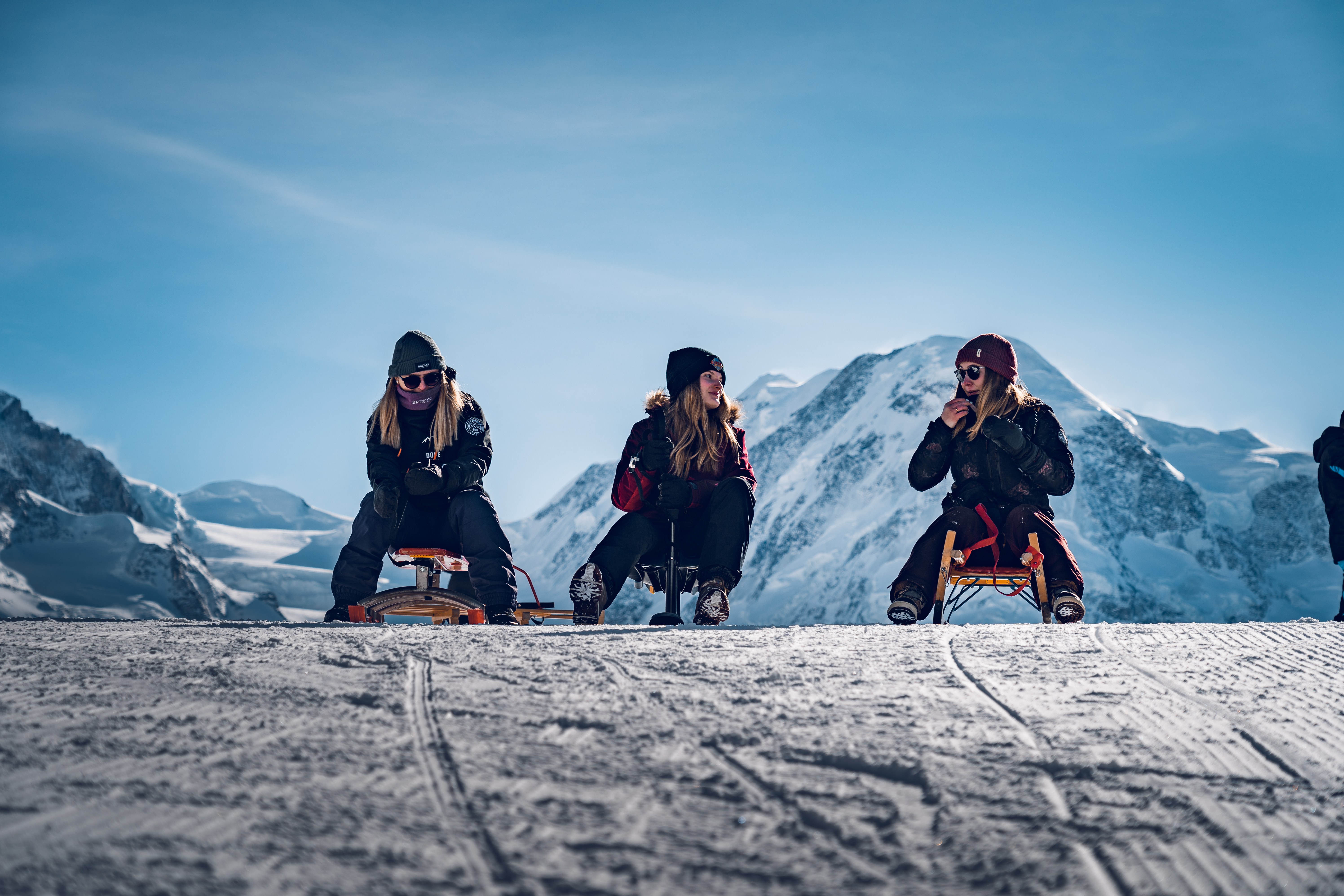 Schlitteln bei der Rotenboden Station am Gornergrat