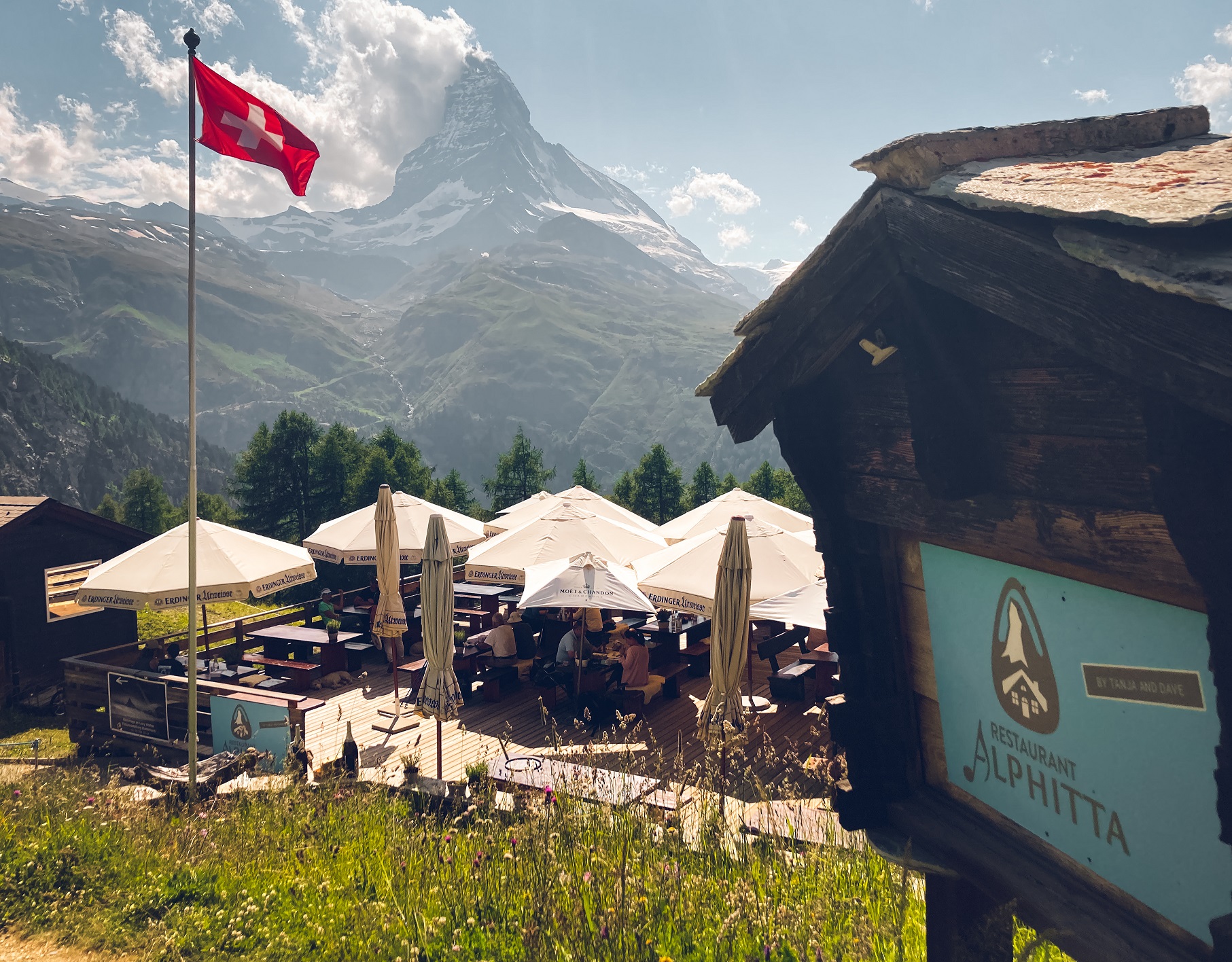 Restaurant Alphitta on the Riffelalp in summer