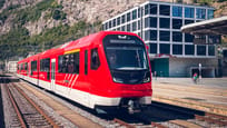 New Orion multiple unit of the Matterhorn Gotthard Railway at Brig train station