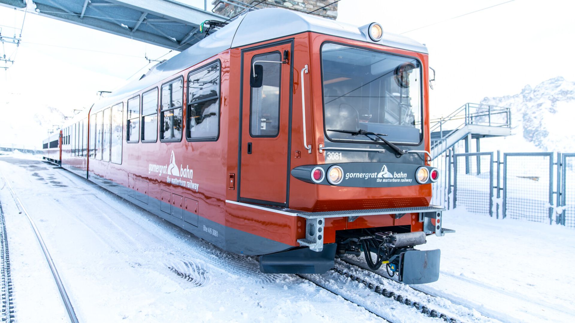 Gornergrat Bahn at Gornergrat station in winter