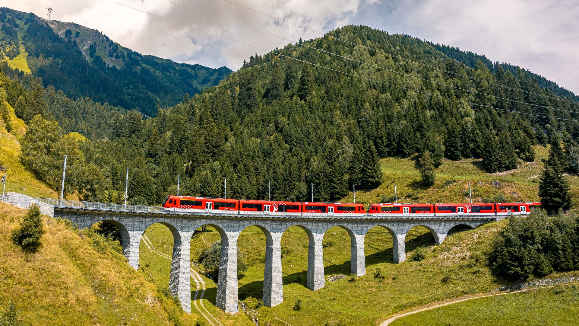 Orion of the Matterhorn Gottthard Railway in Bugnei in summer