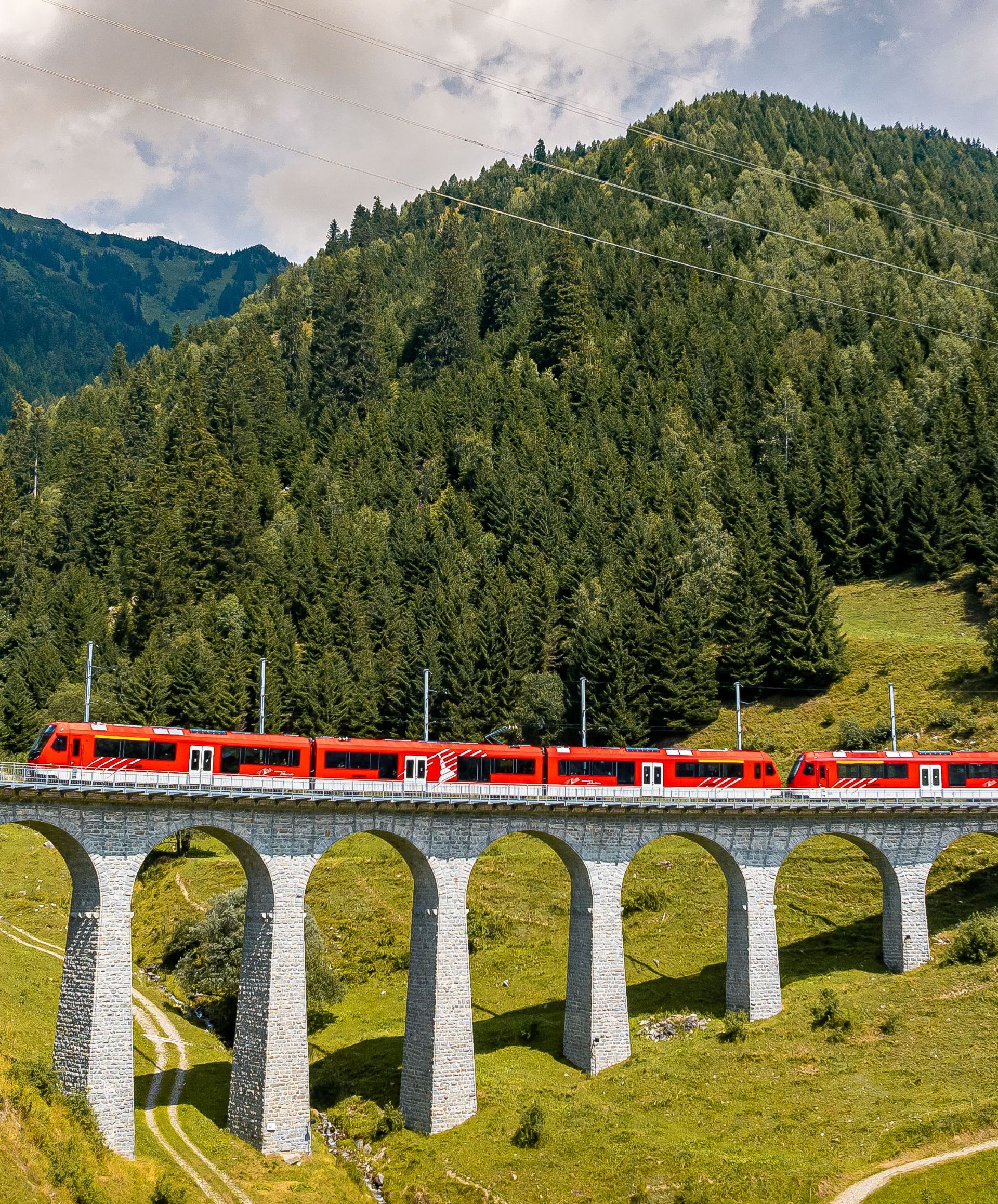 Orion of the Matterhorn Gottthard Railway in Bugnei in summer
