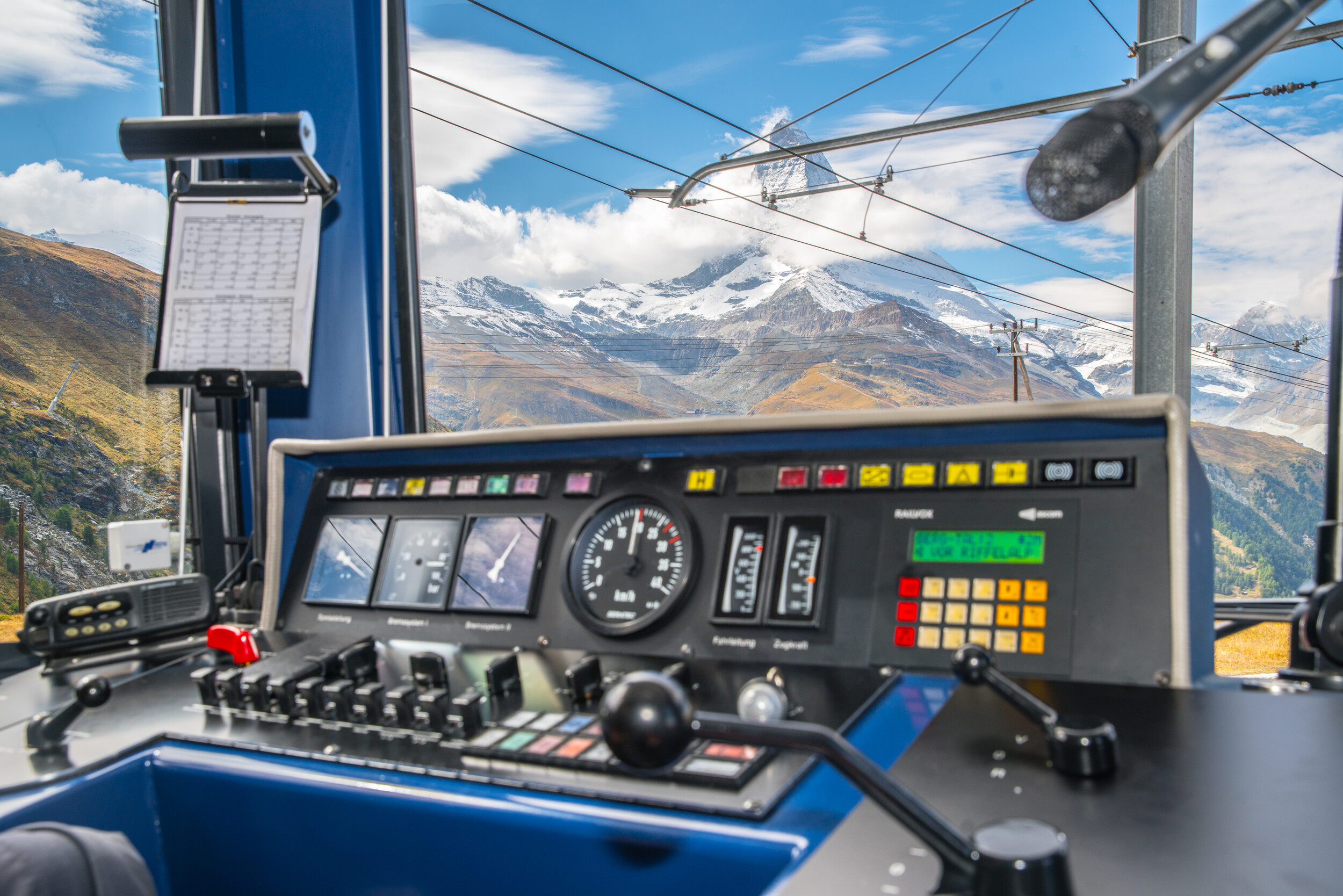 Driver's cab of the Gornergrat Bahn