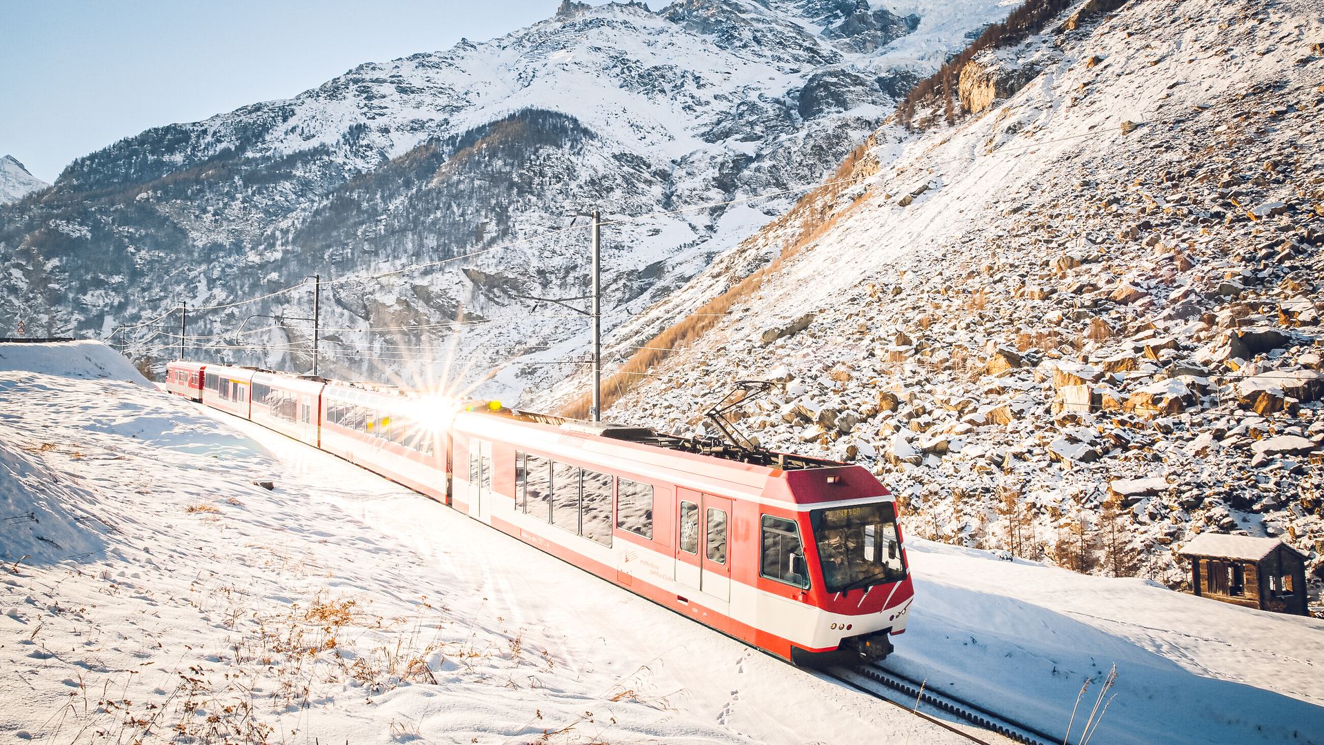Matterhorn Gotthard Railway at the Randa rockfall in winter
