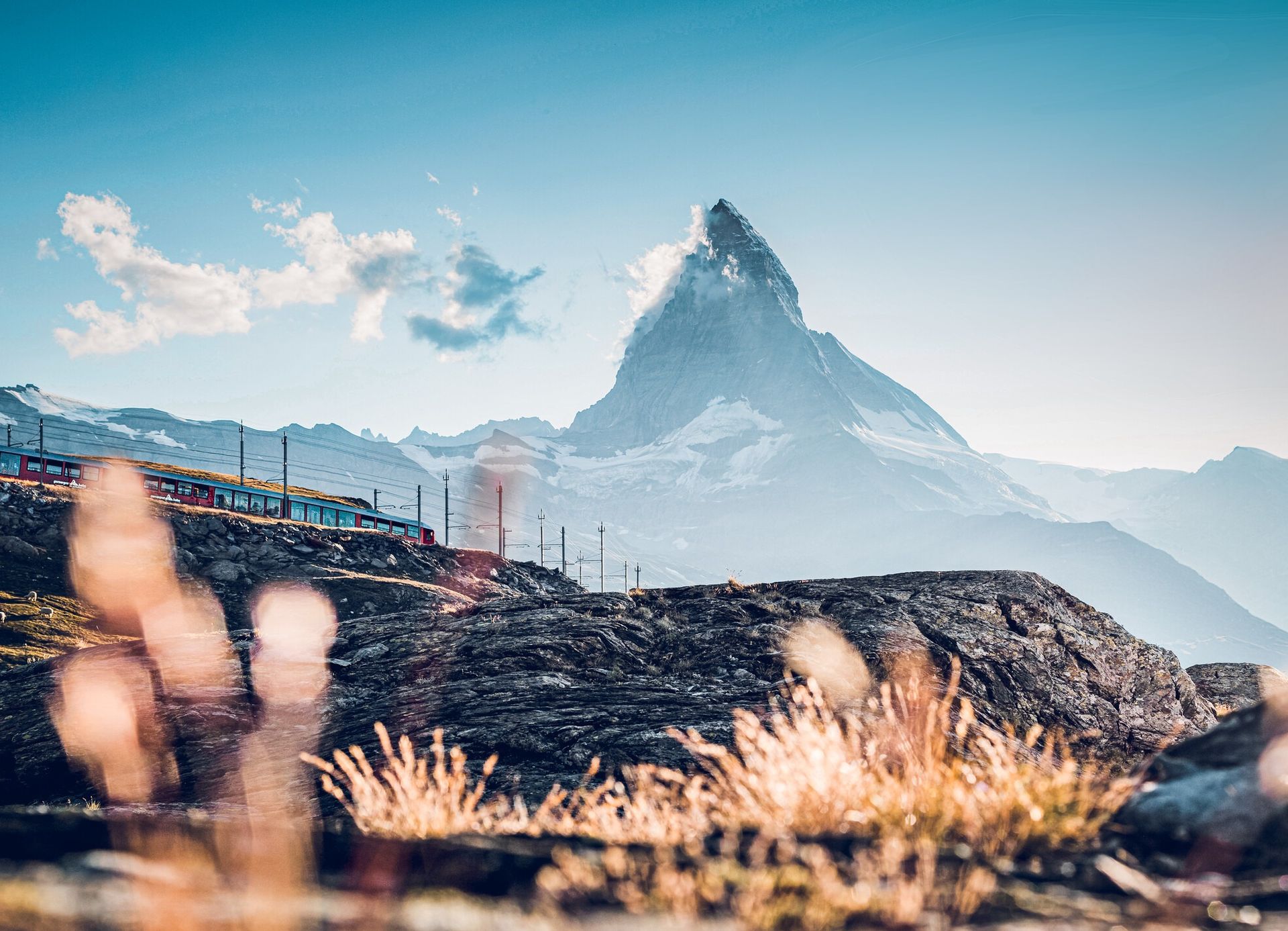 Aussicht auf das Matterhorn von Rotenboden aus im Herbst