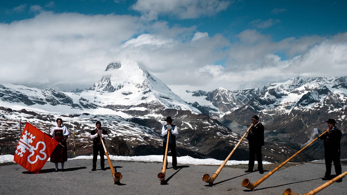 Alphörner am Gornergrat Alphörner am Gornergrat oberhalb Zermatt im Sommer